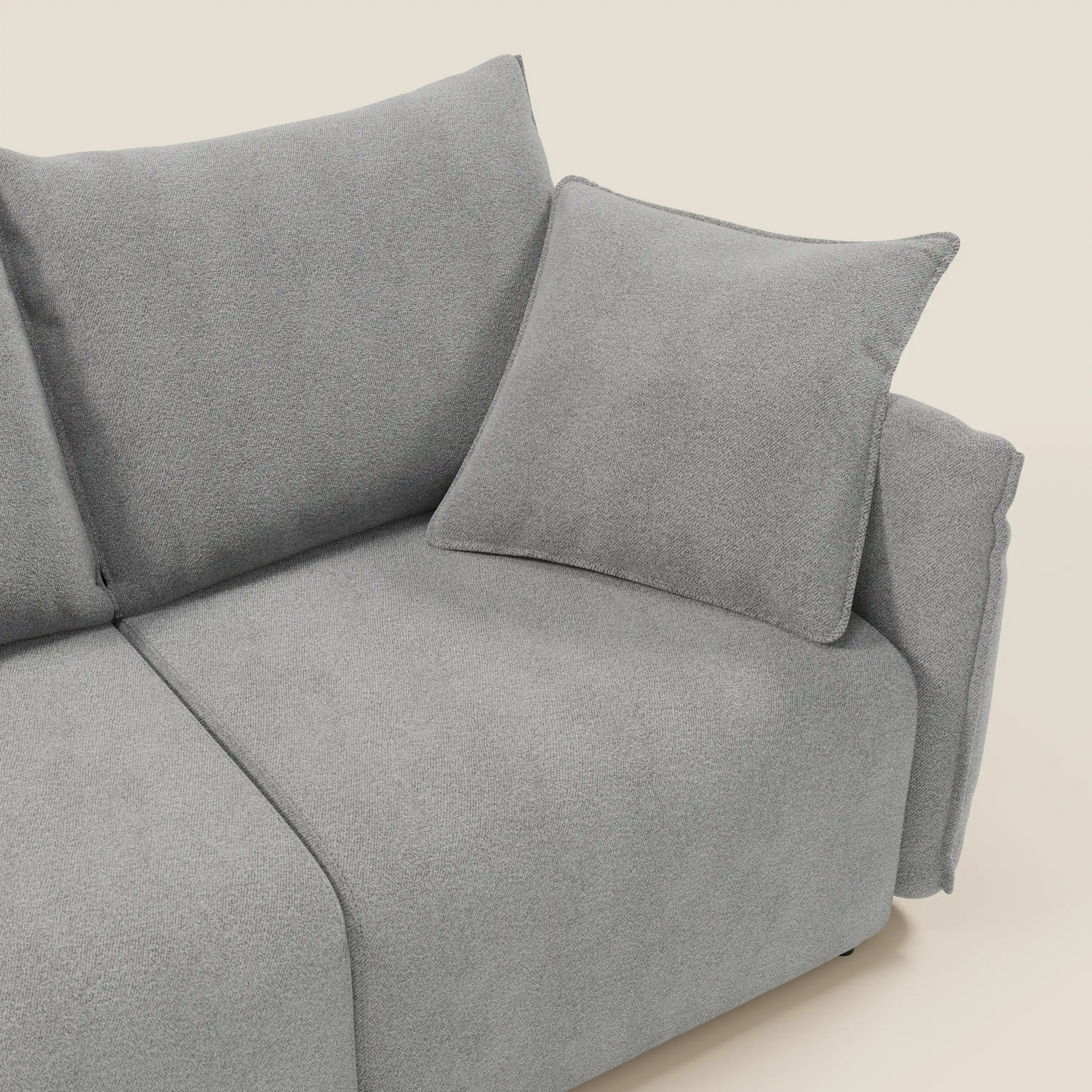 Flexar Canapé  avec 3 assises coulissantes et dossier en duvet en bouclette douce et imperméable T07 Gris - Image 10