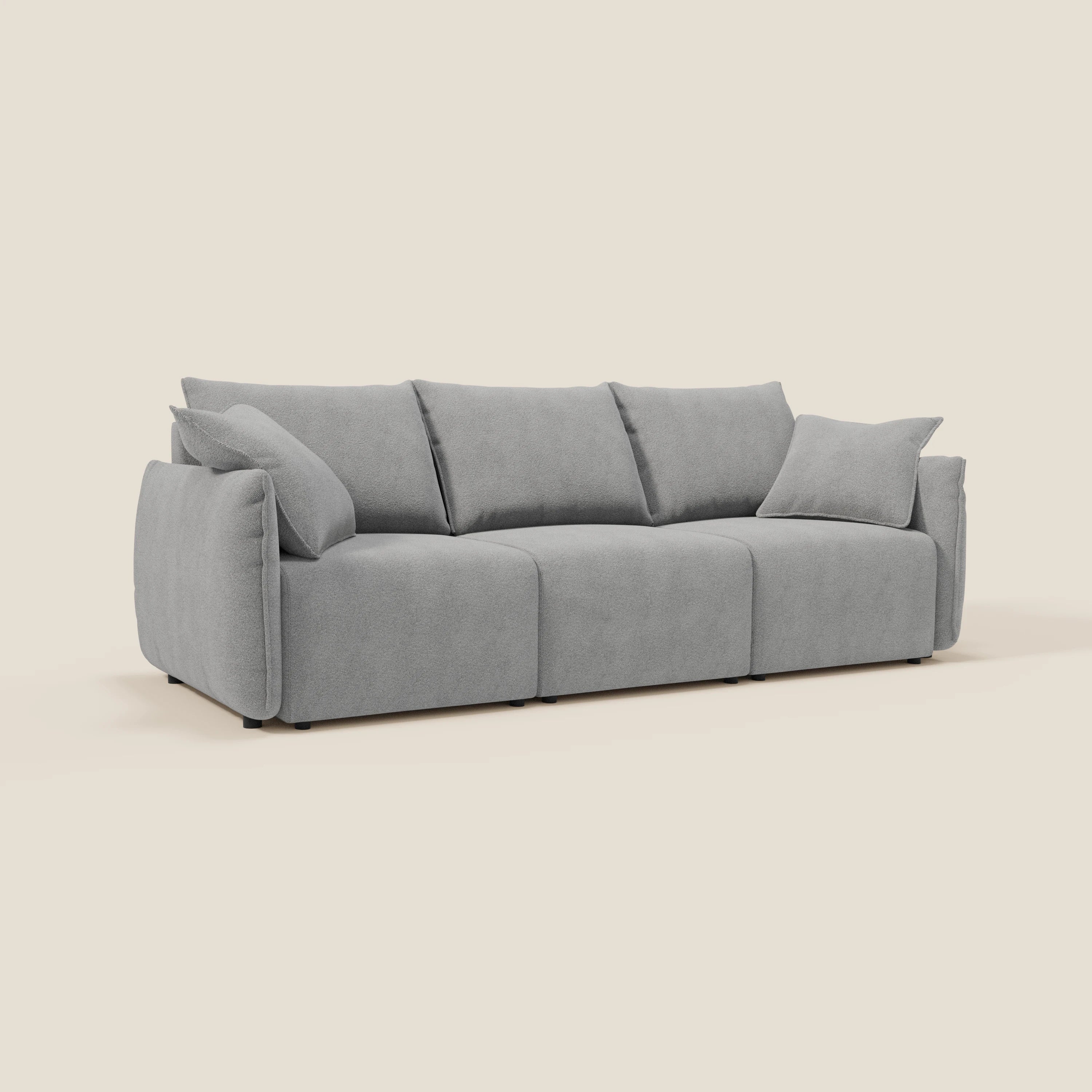 Flexar Canapé  avec 3 assises coulissantes et dossier en duvet en bouclette douce et imperméable T07 Gris - Image 3
