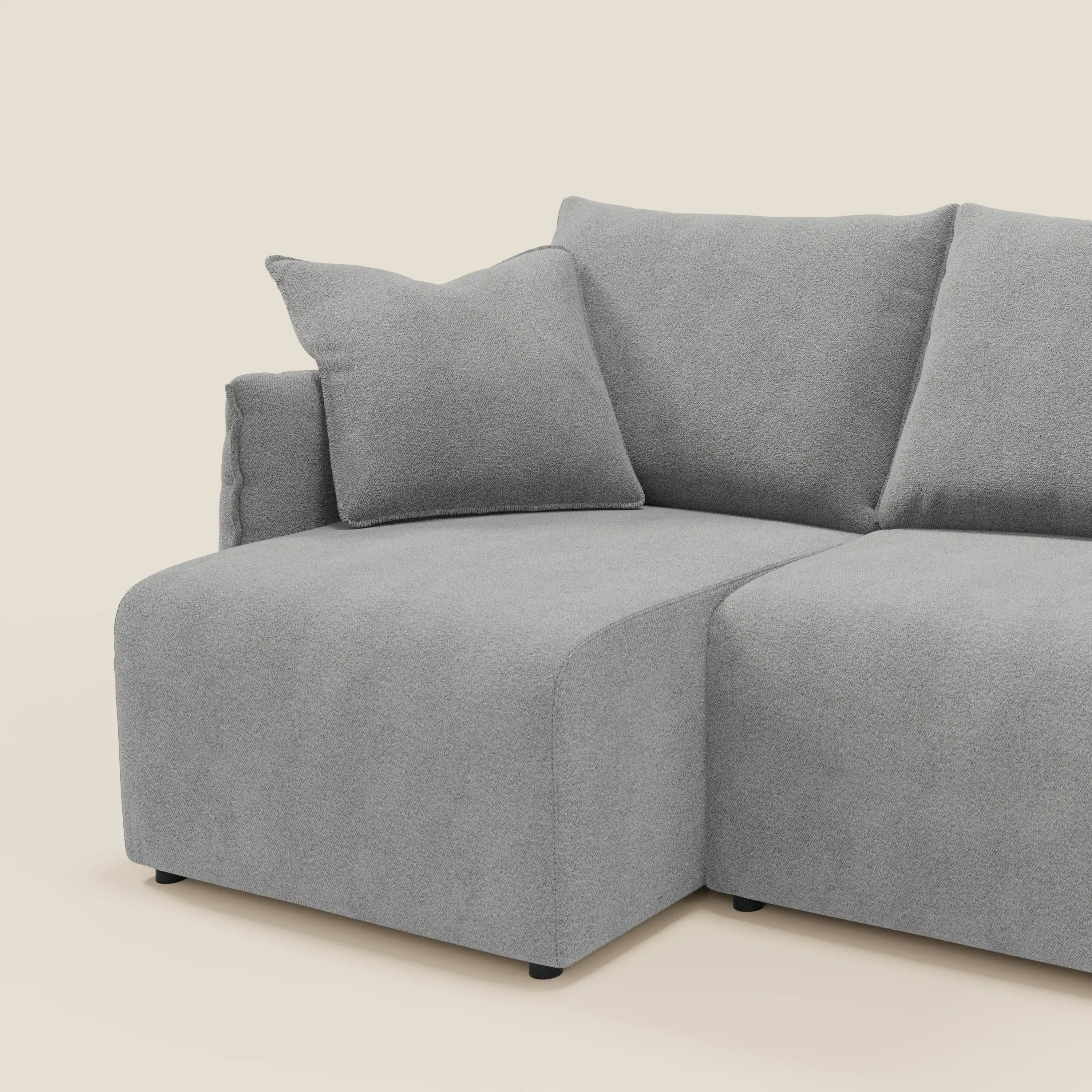 Flexar Canapé  avec 3 assises coulissantes et dossier en duvet en bouclette douce et imperméable T07 Gris - Image 5