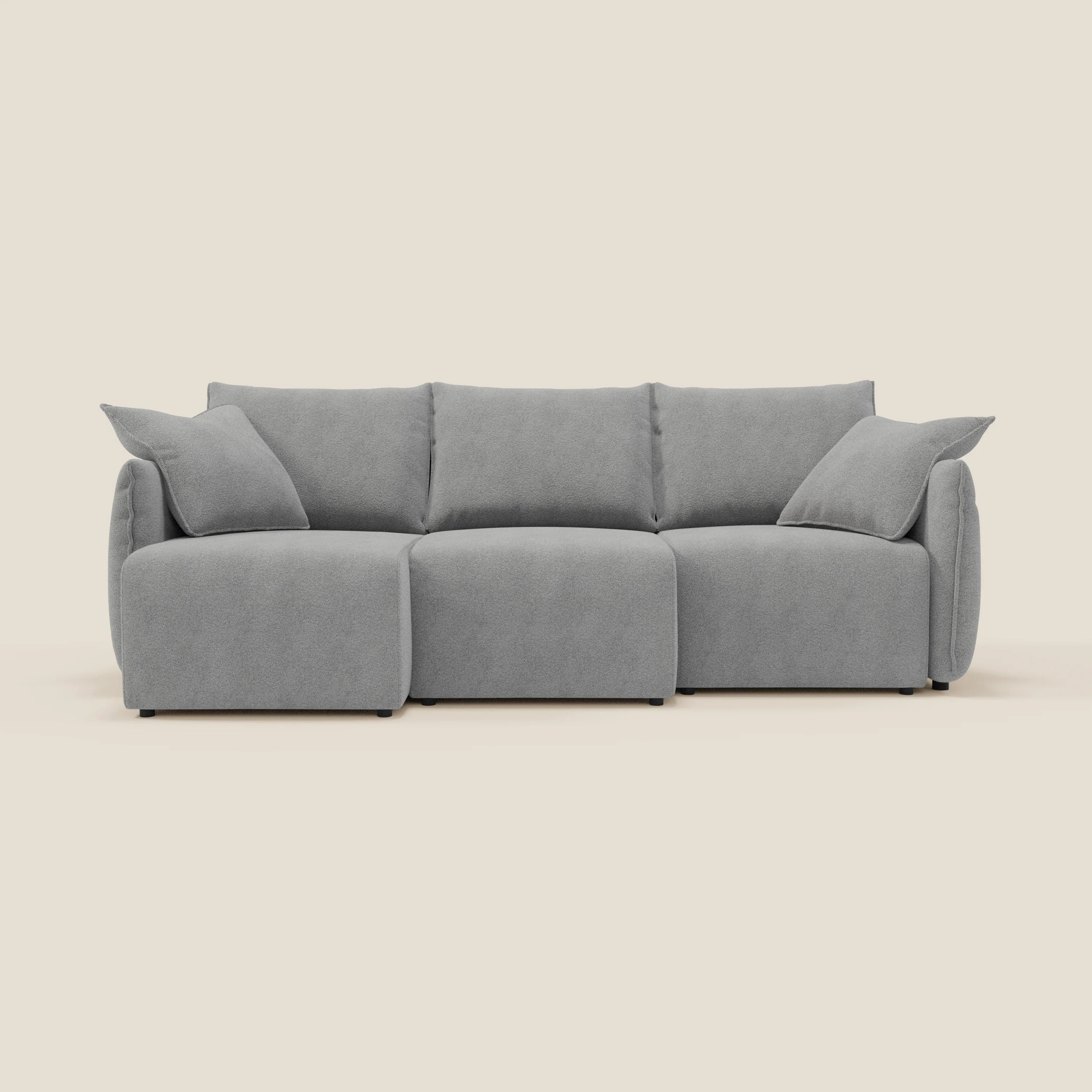 Flexar Canapé  avec 3 assises coulissantes et dossier en duvet en bouclette douce et imperméable T07 Gris - Image 6