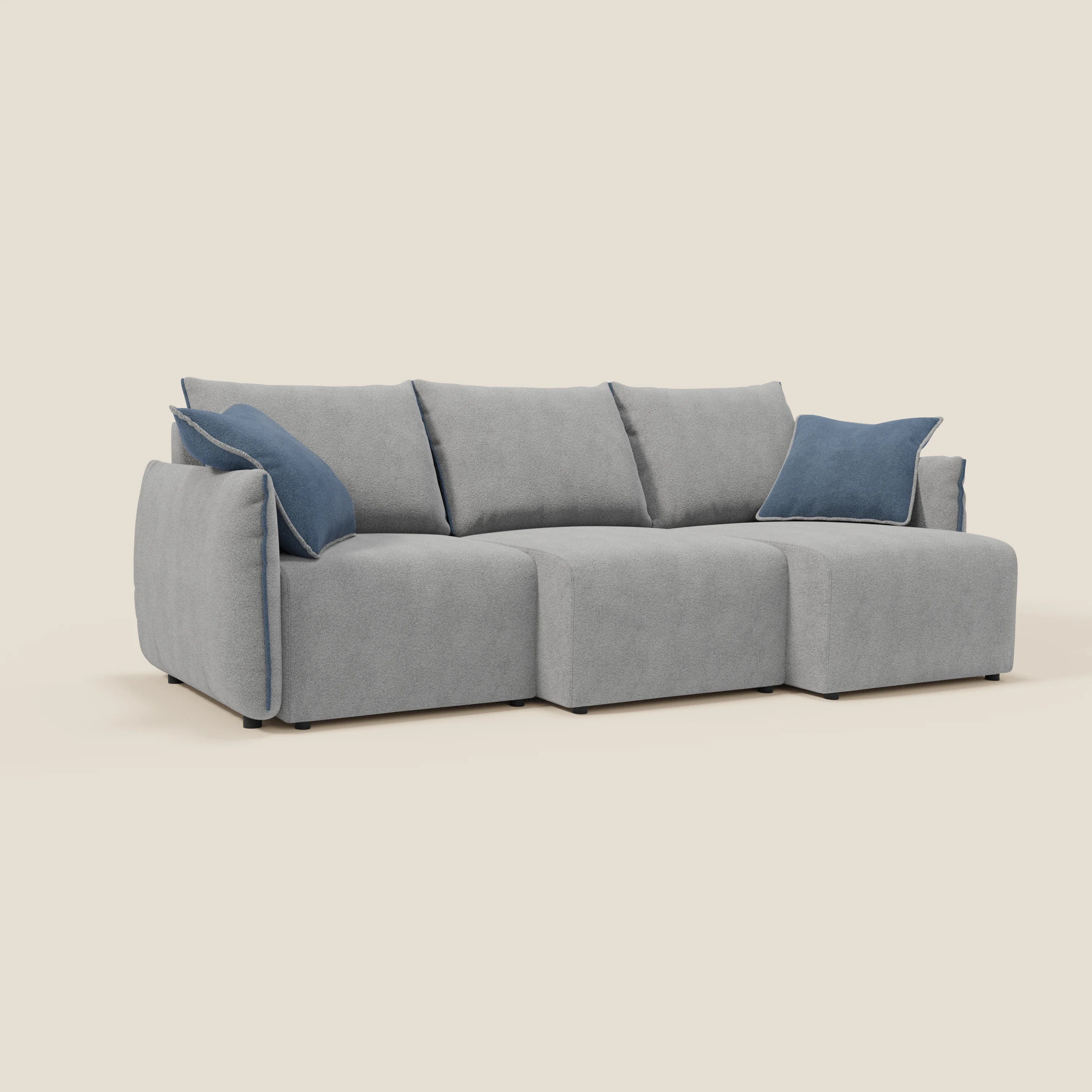 Flexar Canapé  avec 3 assises coulissantes et dossier en duvet en bouclette douce et imperméable T07 Gris - bleu - Image 2