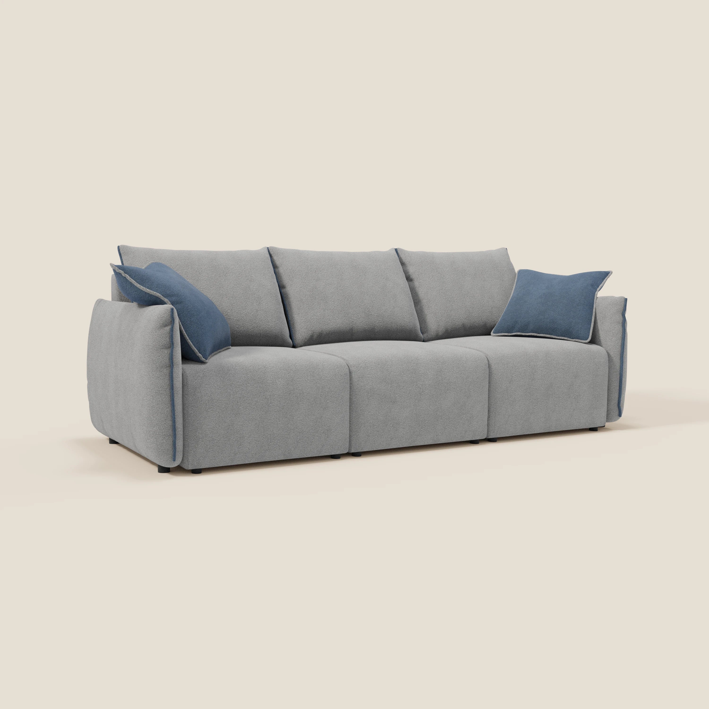 Flexar Canapé  avec 3 assises coulissantes et dossier en duvet en bouclette douce et imperméable T07 Gris - bleu - Image 3