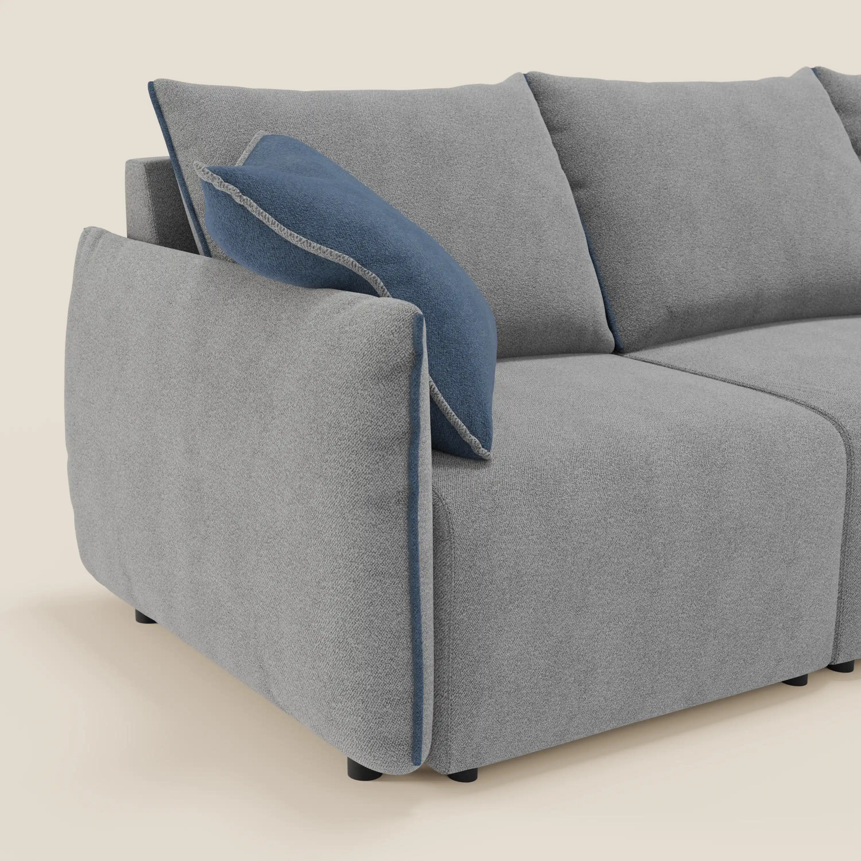 Flexar Canapé  avec 3 assises coulissantes et dossier en duvet en bouclette douce et imperméable T07 Gris - bleu - Image 4