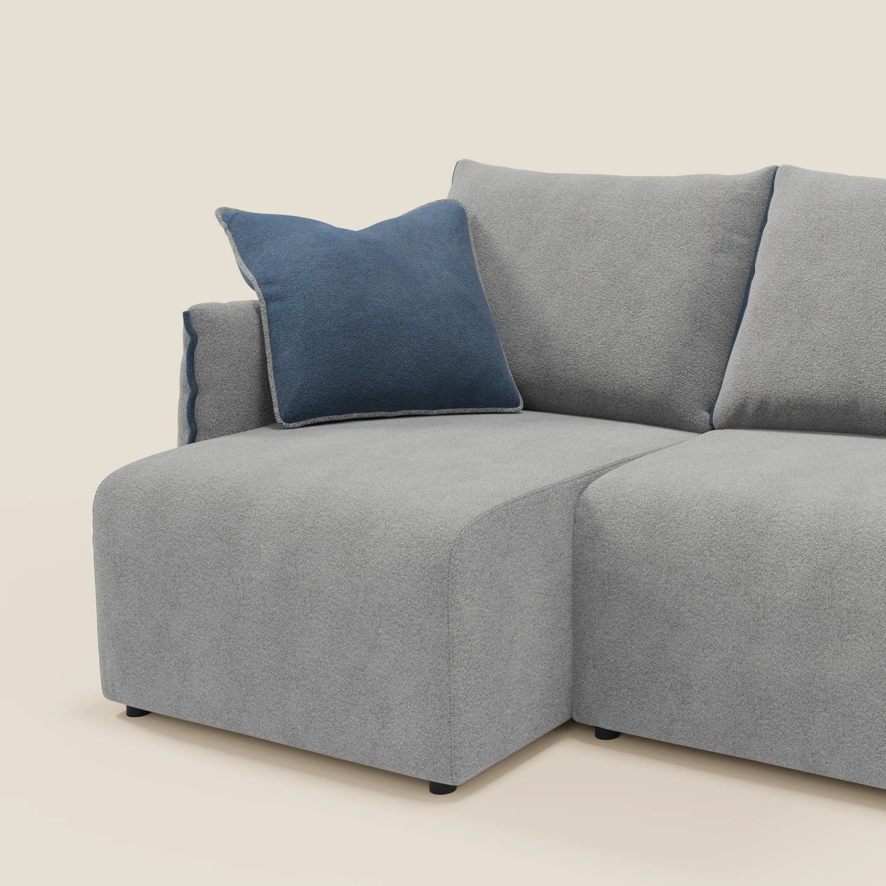 Flexar Canapé  avec 3 assises coulissantes et dossier en duvet en bouclette douce et imperméable T07 Gris - bleu - Image 5