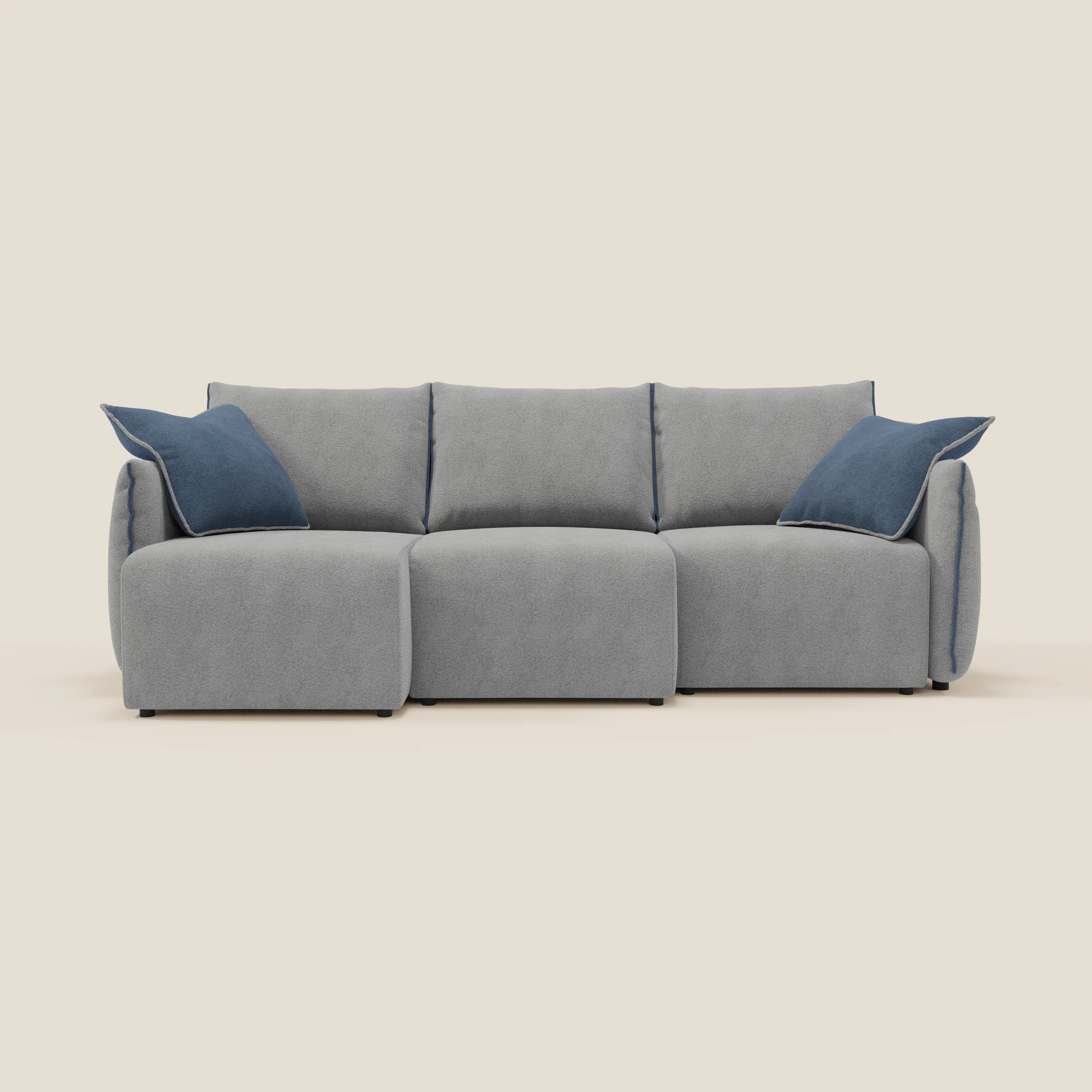 Flexar Canapé  avec 3 assises coulissantes et dossier en duvet en bouclette douce et imperméable T07 Gris - bleu - Image 6