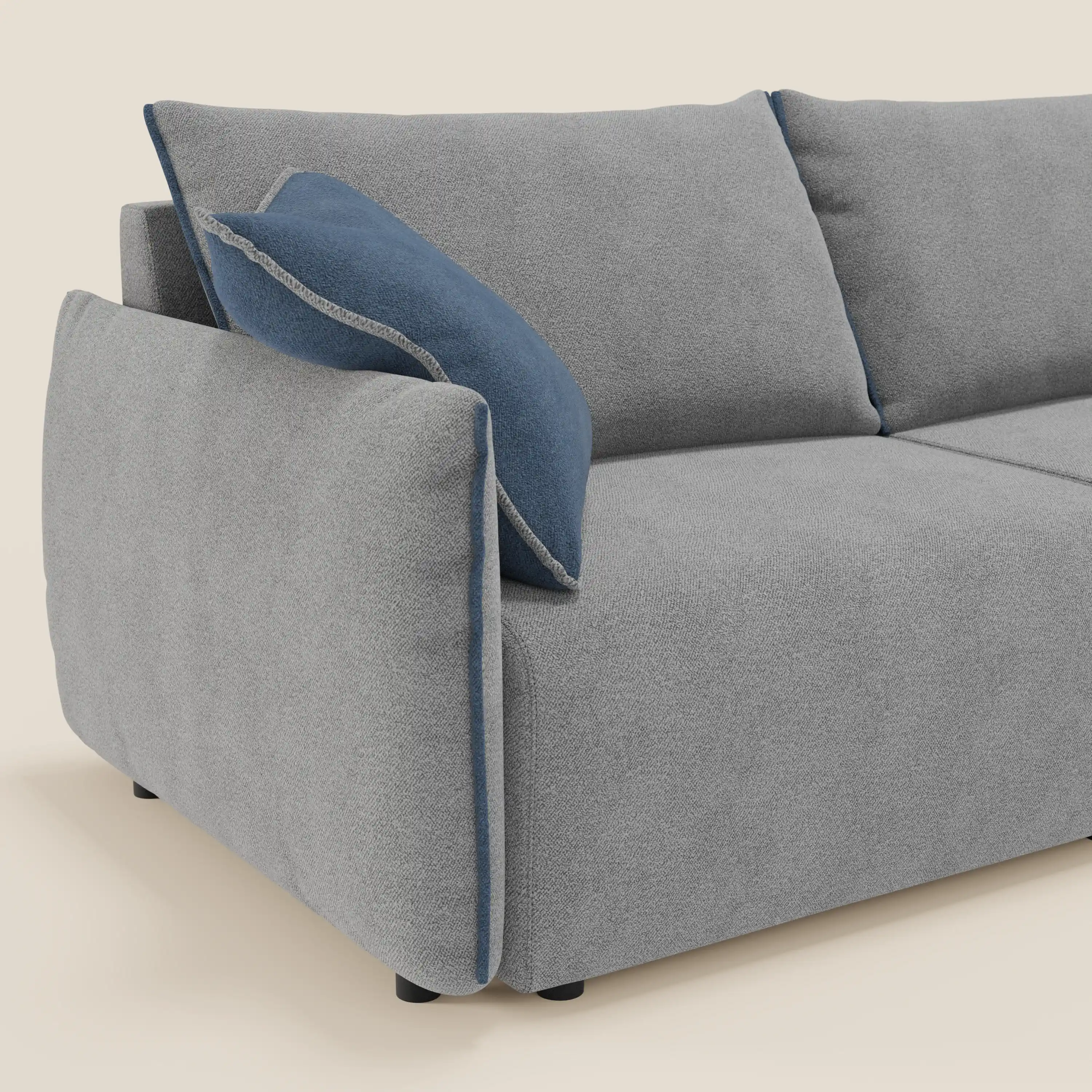 Flexar Canapé  avec assises coulissantes et dossier en duvet en bouclette douce et imperméable T07 Gris - bleu - Image 4