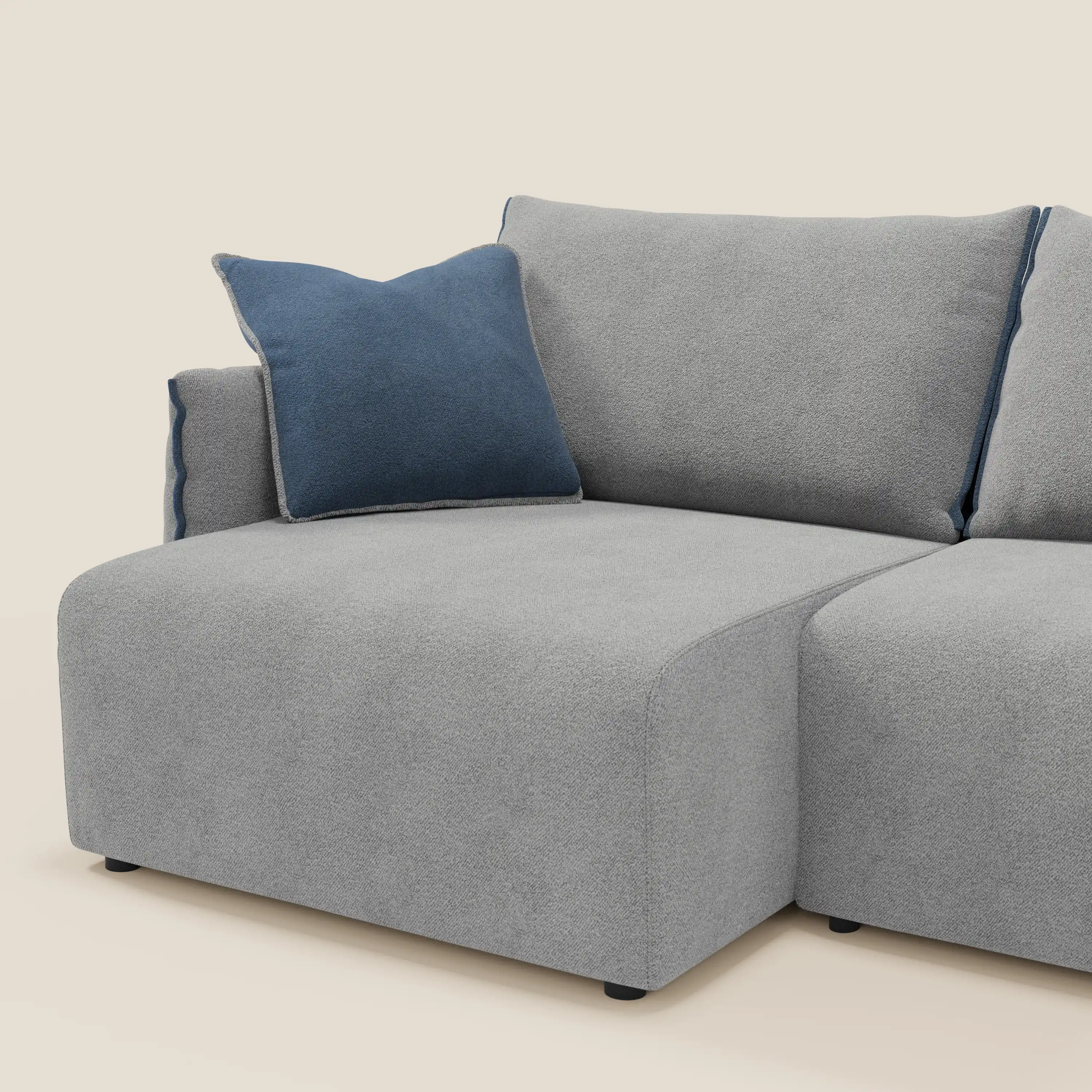 Flexar Canapé  avec assises coulissantes et dossier en duvet en bouclette douce et imperméable T07 Gris - bleu - Image 5