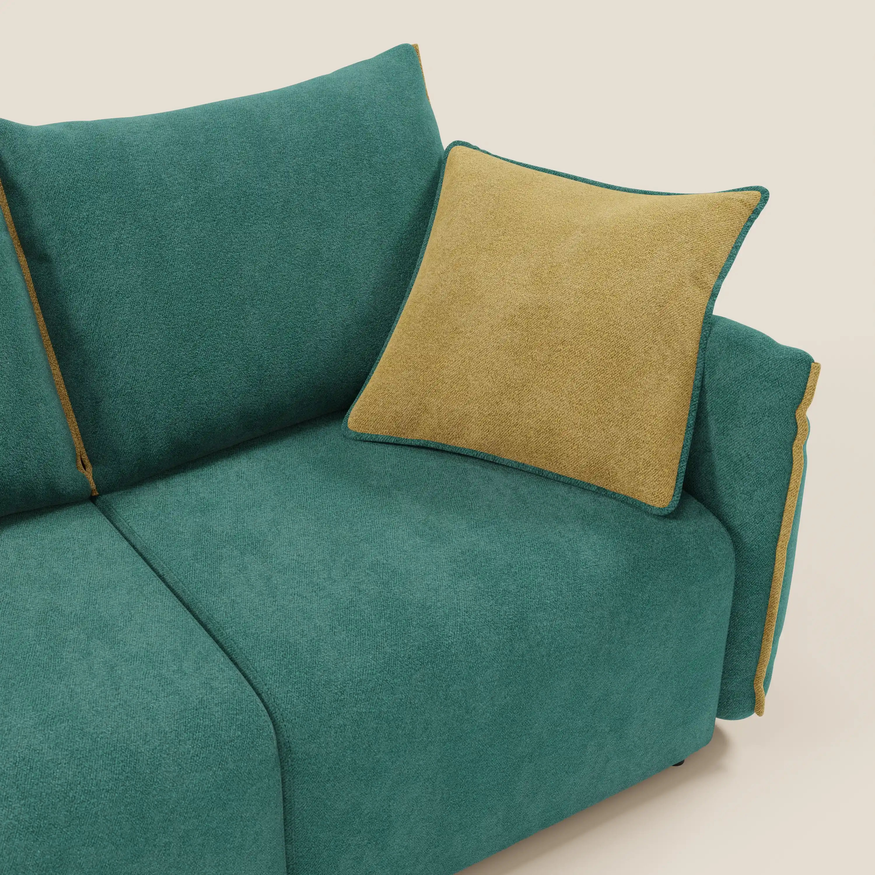Flexar Canapé  avec 3 assises coulissantes et dossier en duvet en bouclette douce et imperméable T07 Vert - jaine - Image 10