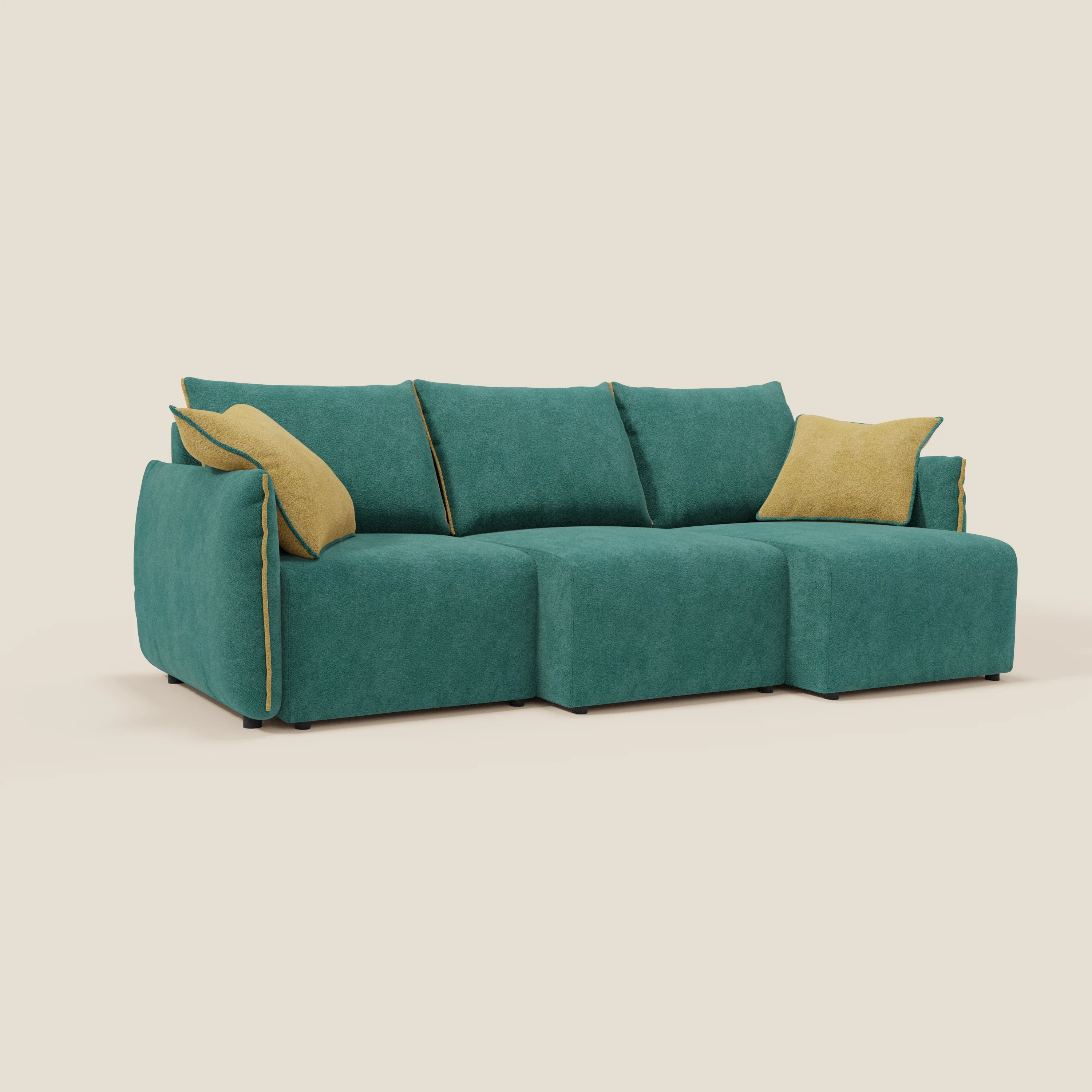 Flexar Canapé  avec 3 assises coulissantes et dossier en duvet en bouclette douce et imperméable T07 Vert - jaine - Image 2