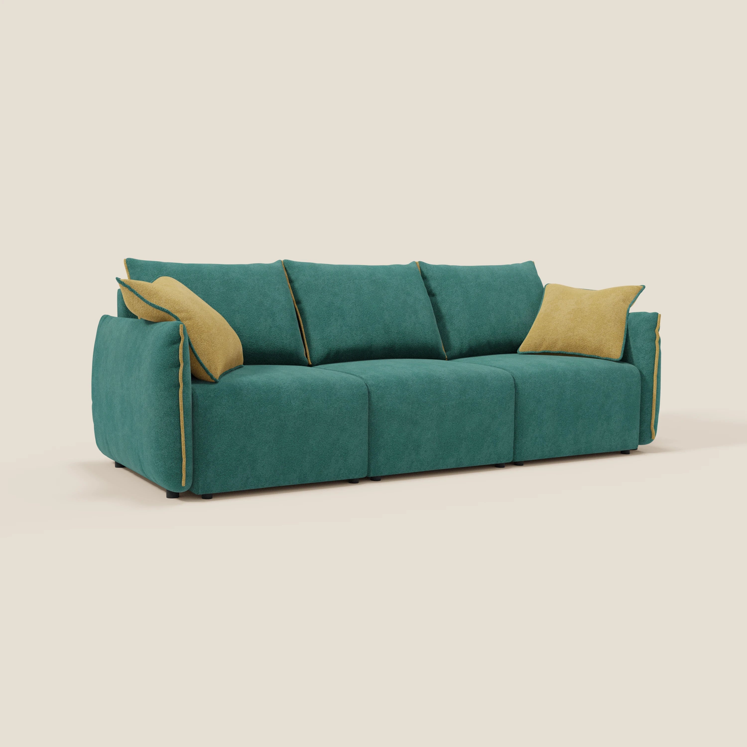 Flexar Canapé  avec 3 assises coulissantes et dossier en duvet en bouclette douce et imperméable T07 Vert - jaine - Image 3