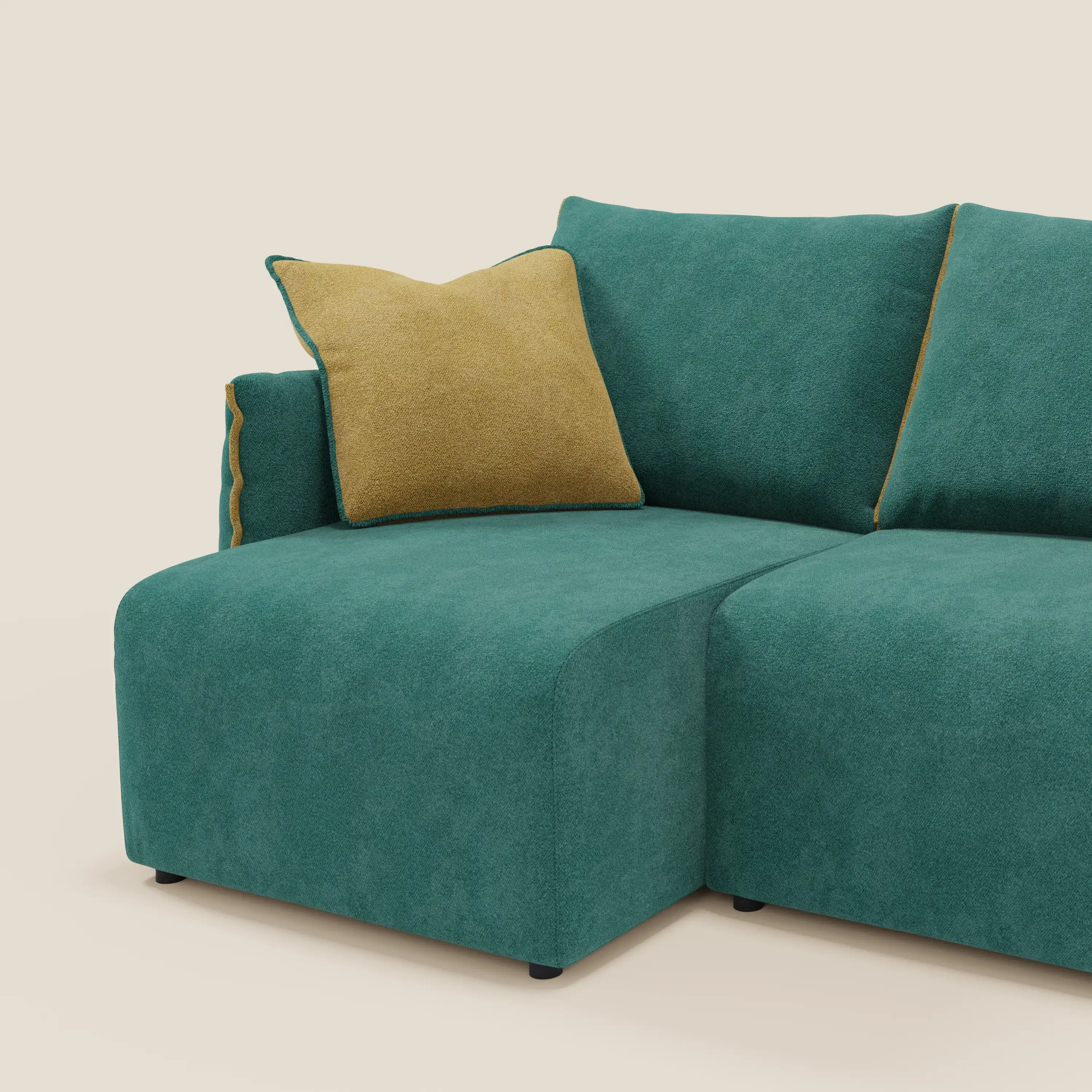 Flexar Canapé  avec 3 assises coulissantes et dossier en duvet en bouclette douce et imperméable T07 Vert - jaine - Image 5