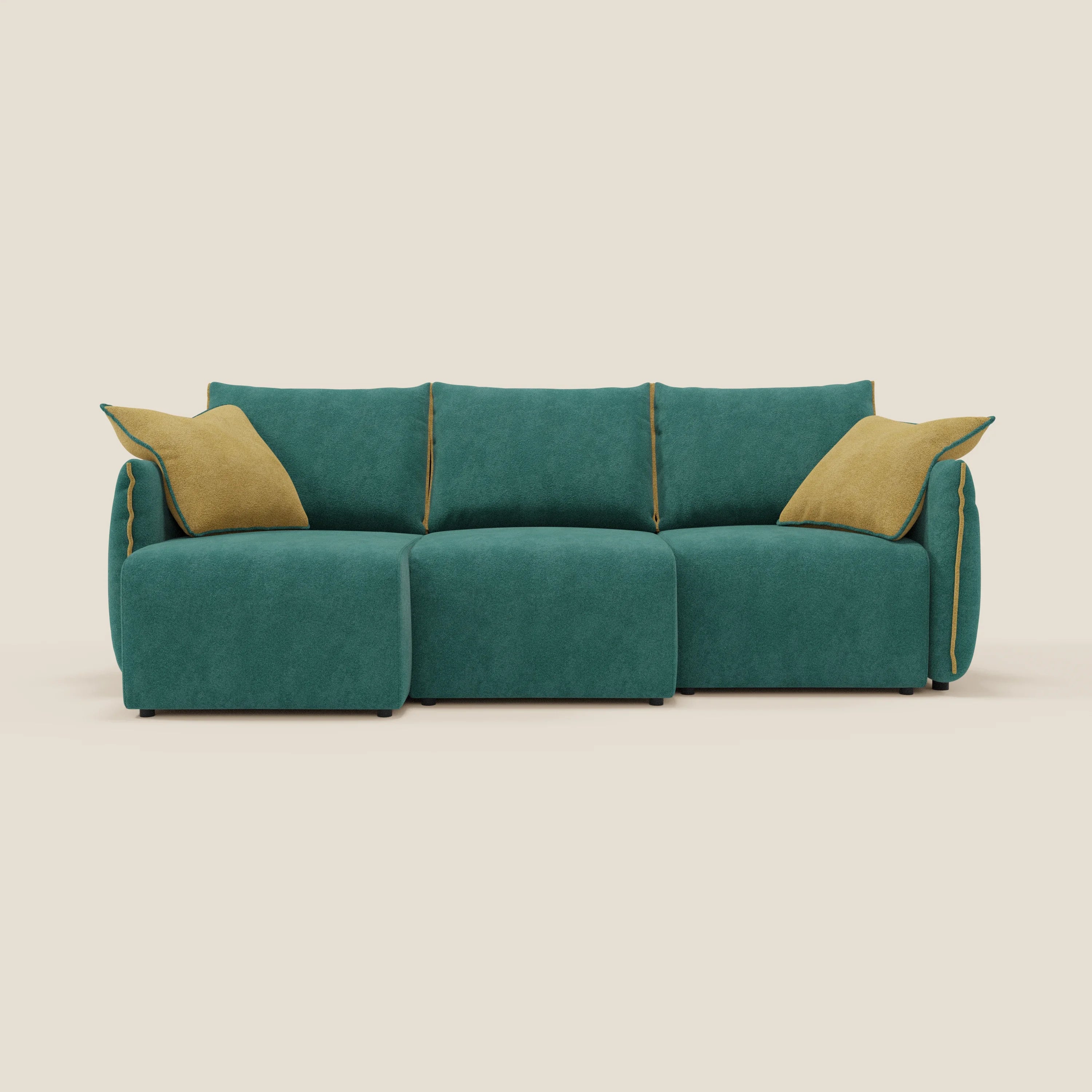 Flexar Canapé  avec 3 assises coulissantes et dossier en duvet en bouclette douce et imperméable T07 Vert - jaine - Image 6