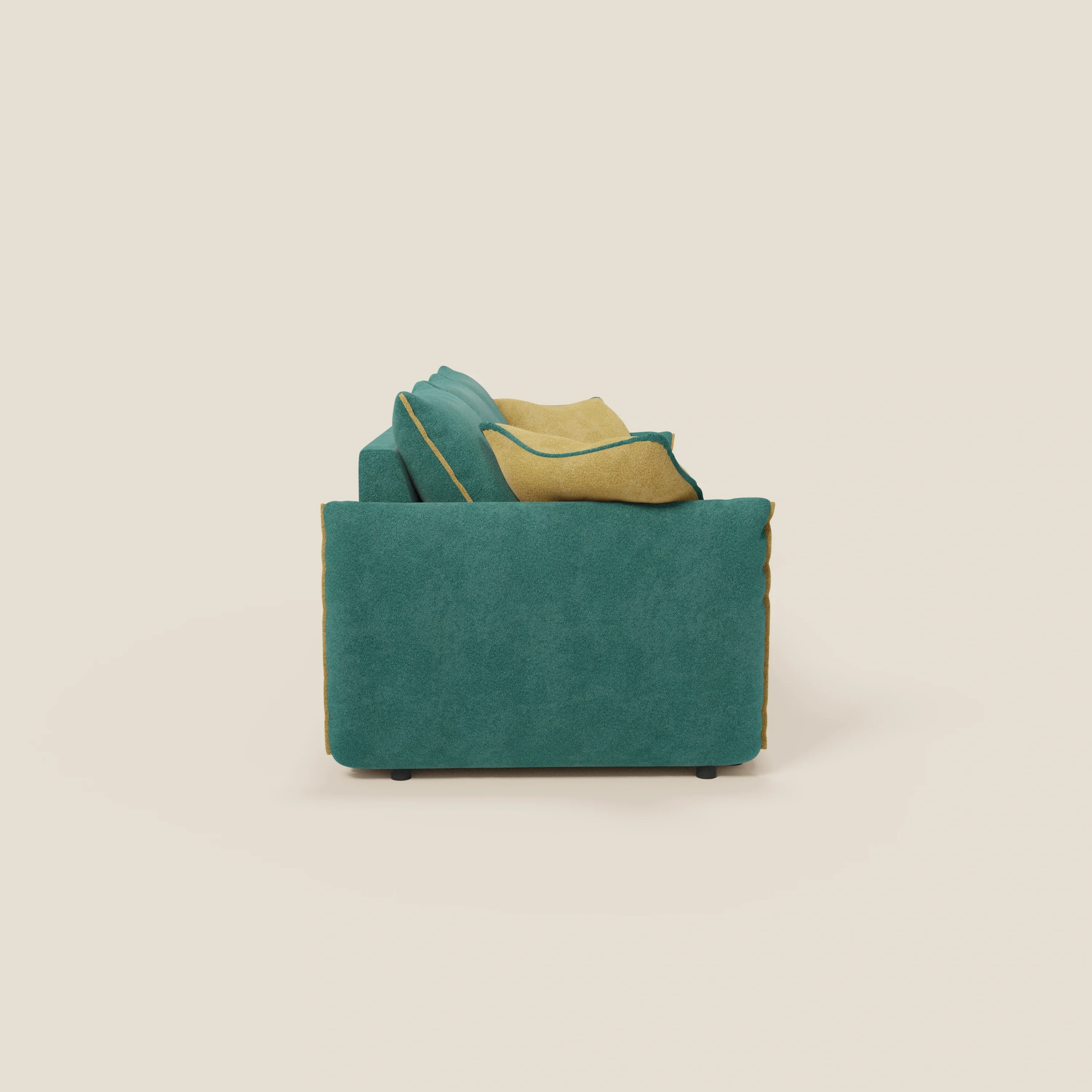 Flexar Canapé  avec 3 assises coulissantes et dossier en duvet en bouclette douce et imperméable T07 Vert - jaine - Image 7