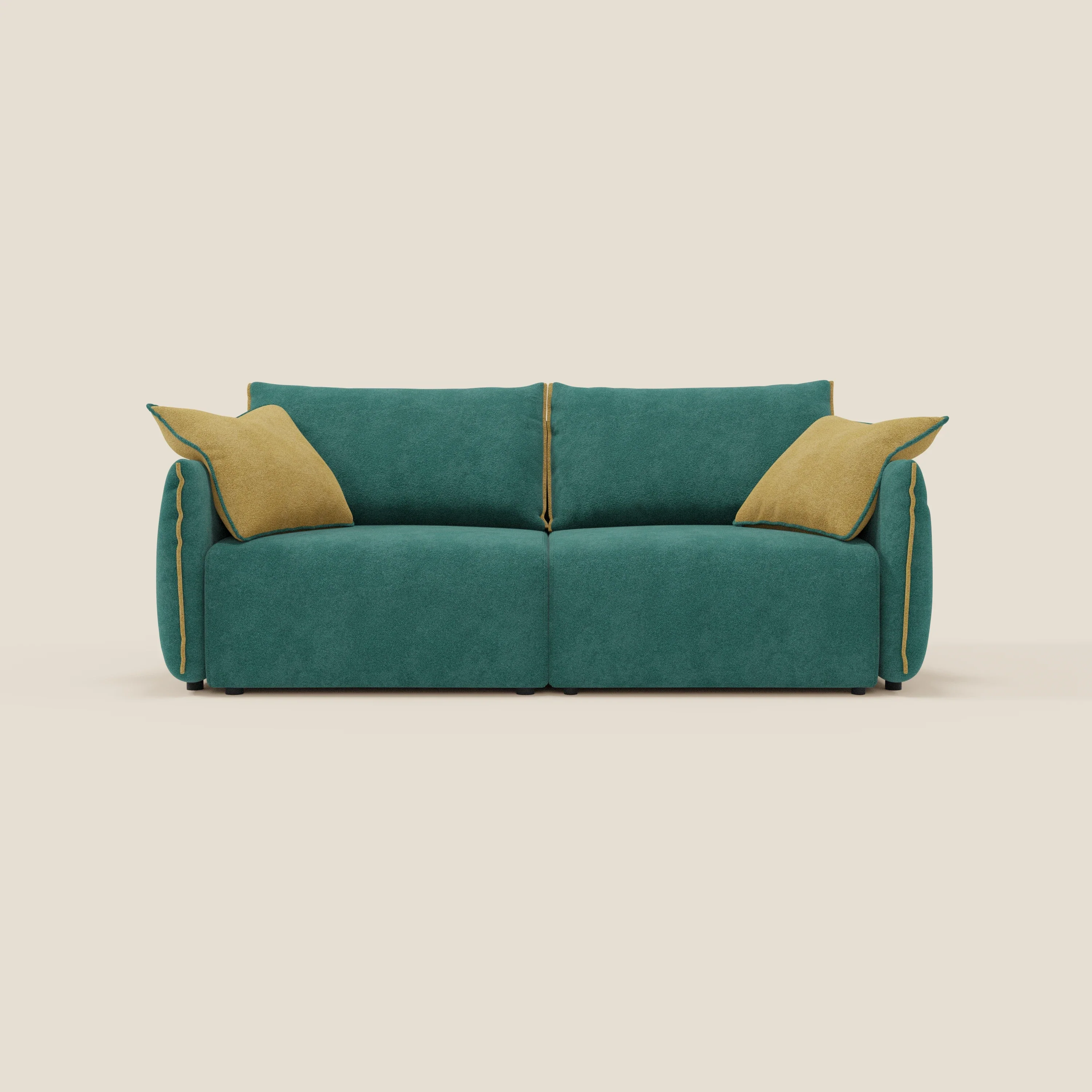 Flexar Canapé  avec assises coulissantes et dossier en duvet en bouclette douce et imperméable T07 Vert - jaune - Image 3