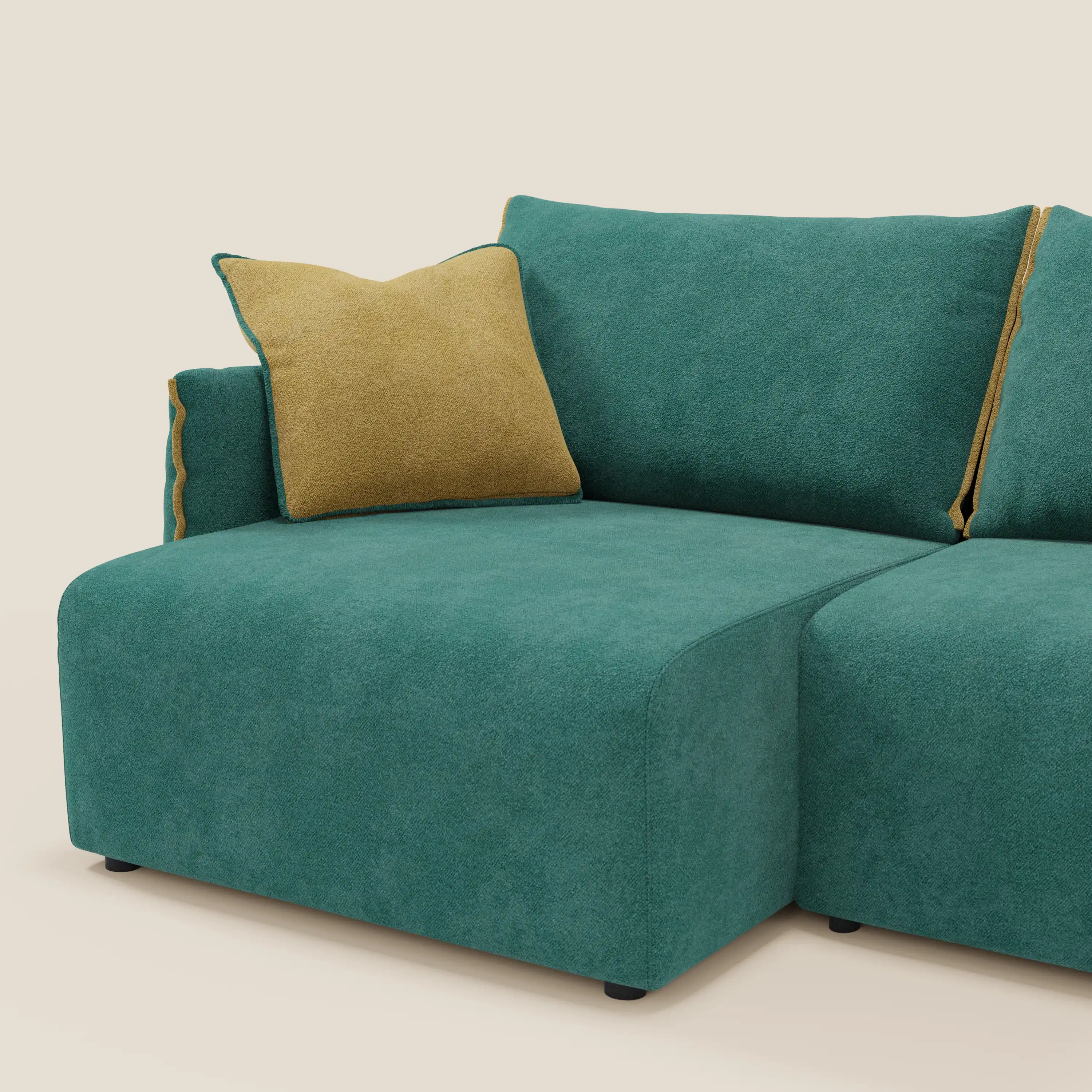 Flexar Canapé  avec assises coulissantes et dossier en duvet en bouclette douce et imperméable T07 Vert - jaune - Image 7