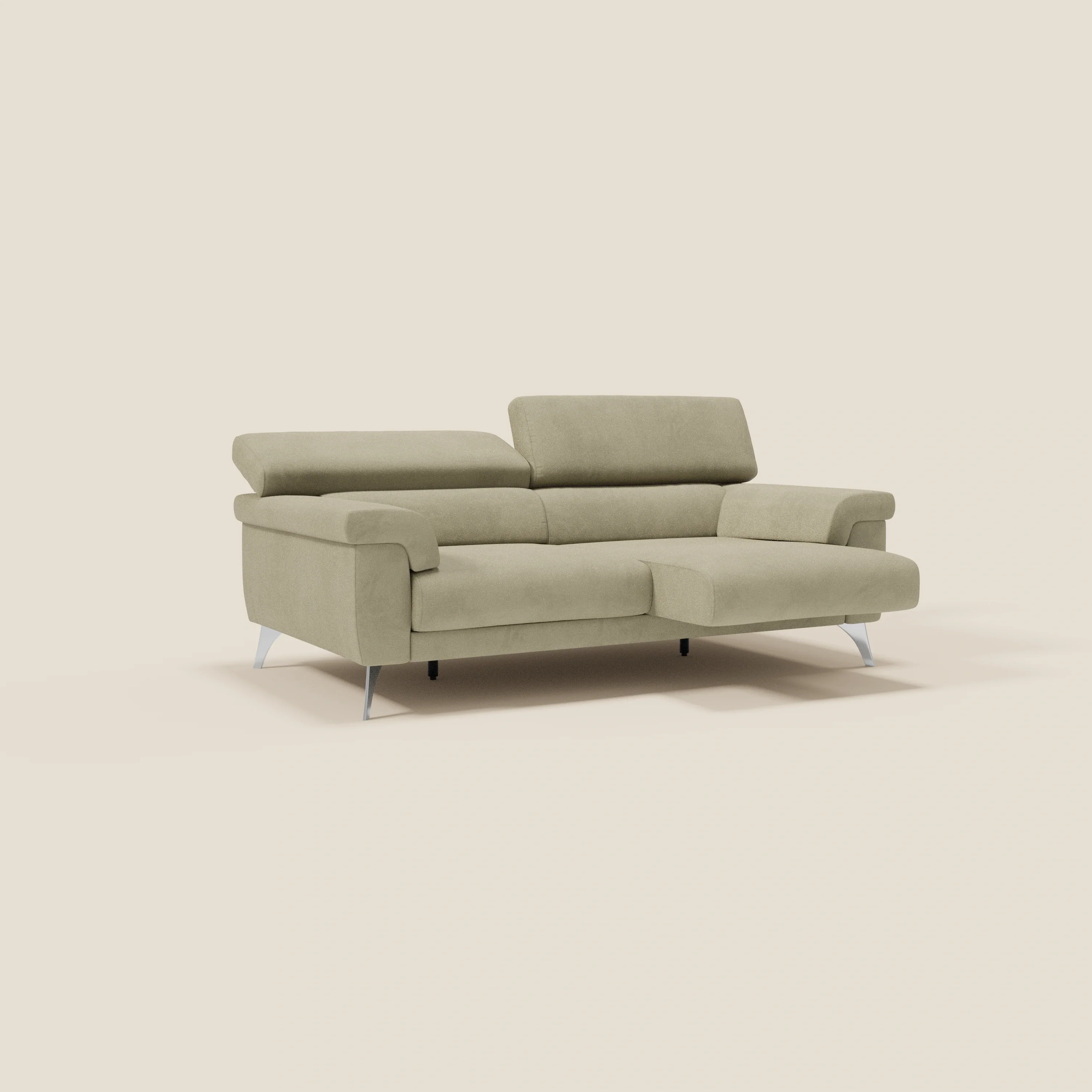 Raffaello Canapé  avec assises coulissantes et têtières inclinables en microfibre détachable T11 beige - Image 2