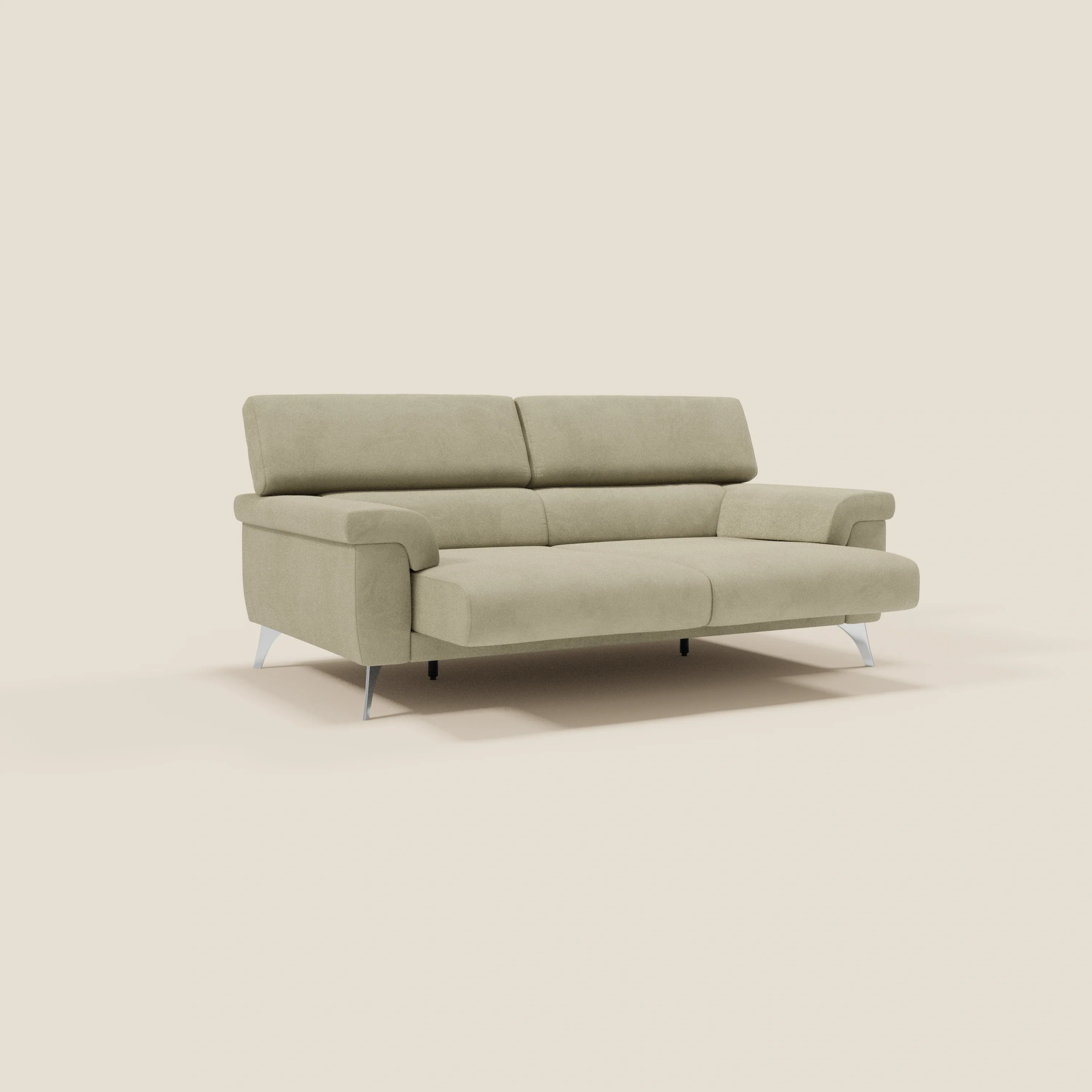Raffaello Canapé  avec assises coulissantes et têtières inclinables en microfibre détachable T11 beige - Image 3