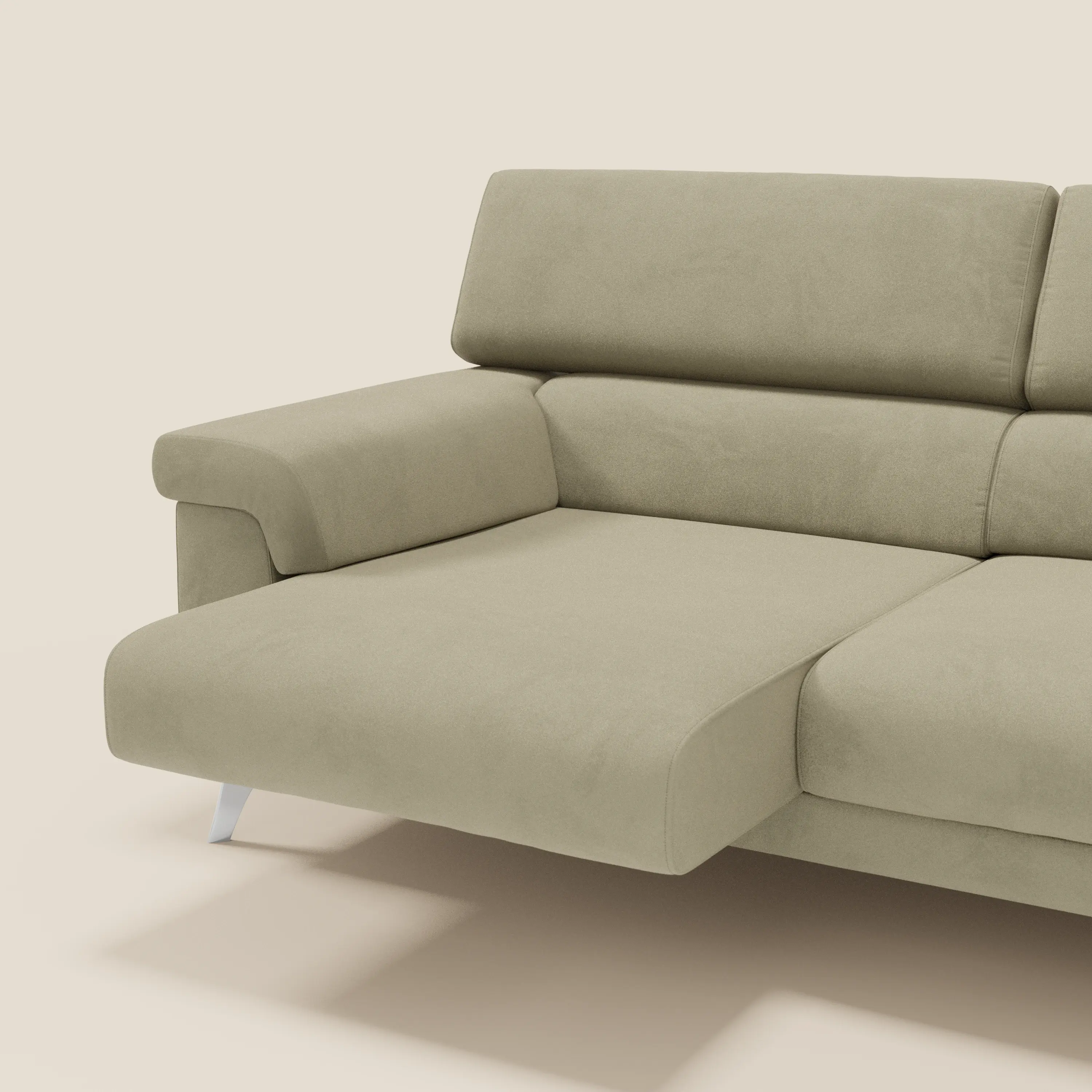 Raffaello Canapé  avec assises coulissantes et têtières inclinables en microfibre détachable T11 beige - Image 5