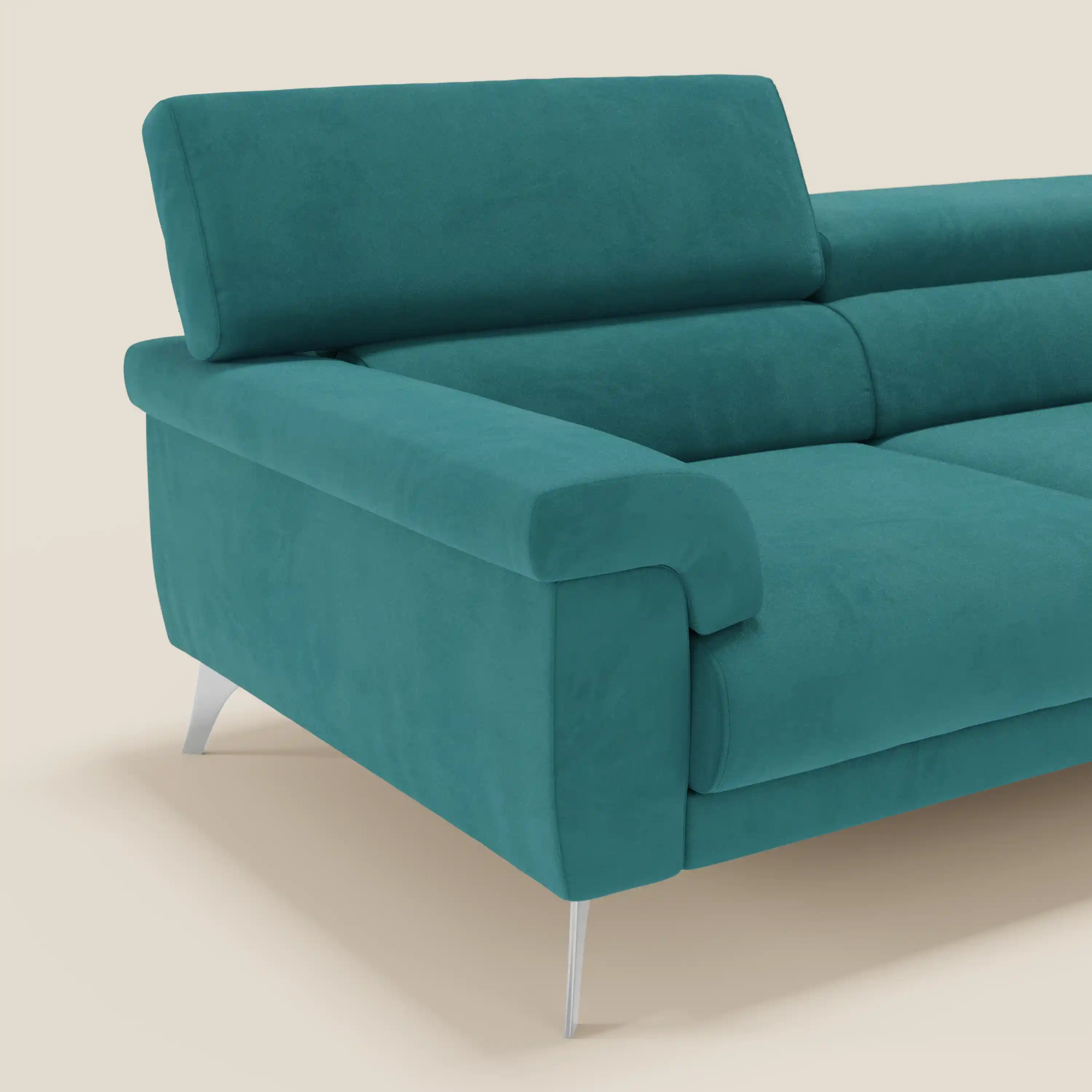 Raffaello Canapé  avec assises coulissantes et têtières inclinables en microfibre détachable T11 bleu canard - Image 4