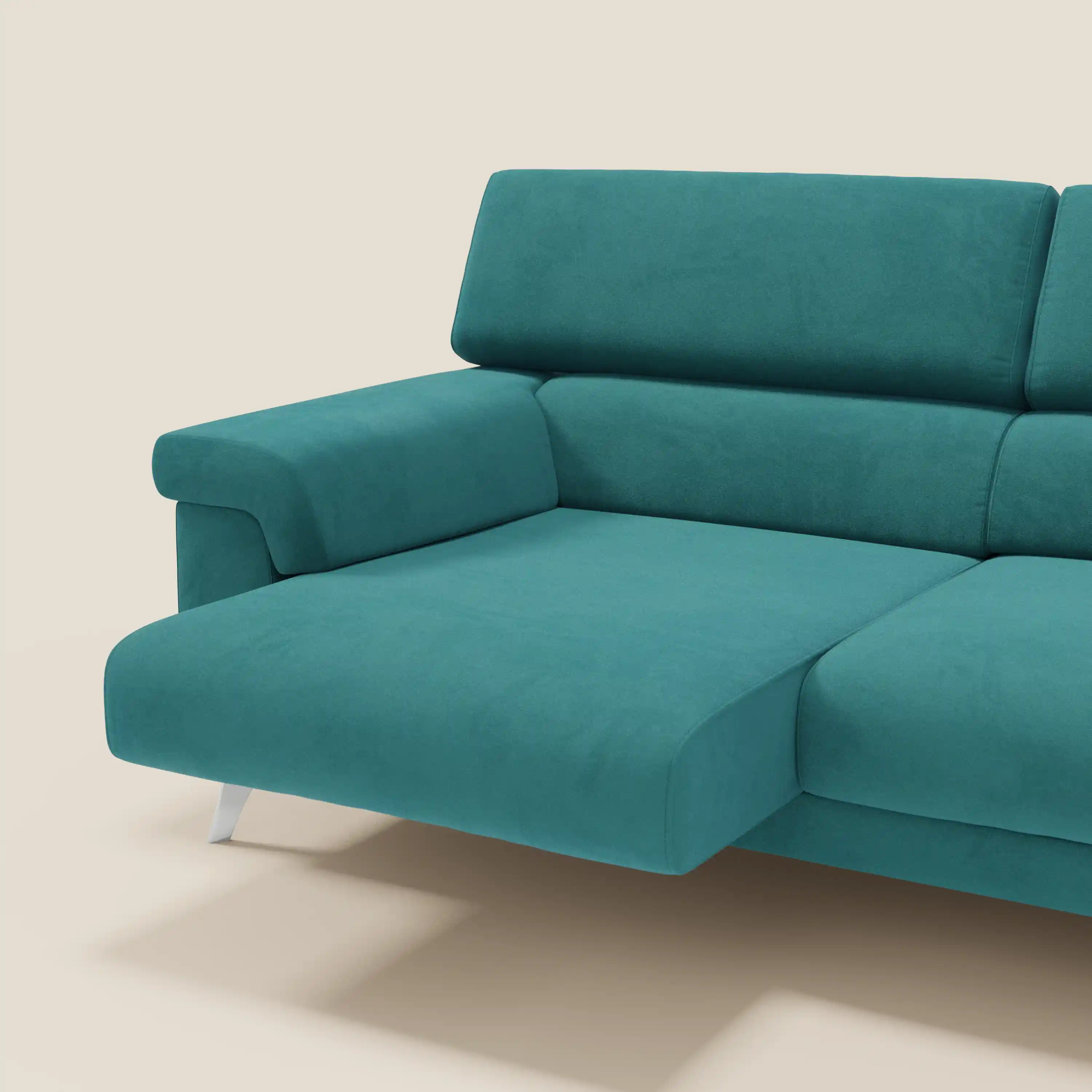 Raffaello Canapé  avec assises coulissantes et têtières inclinables en microfibre détachable T11 bleu canard - Image 5