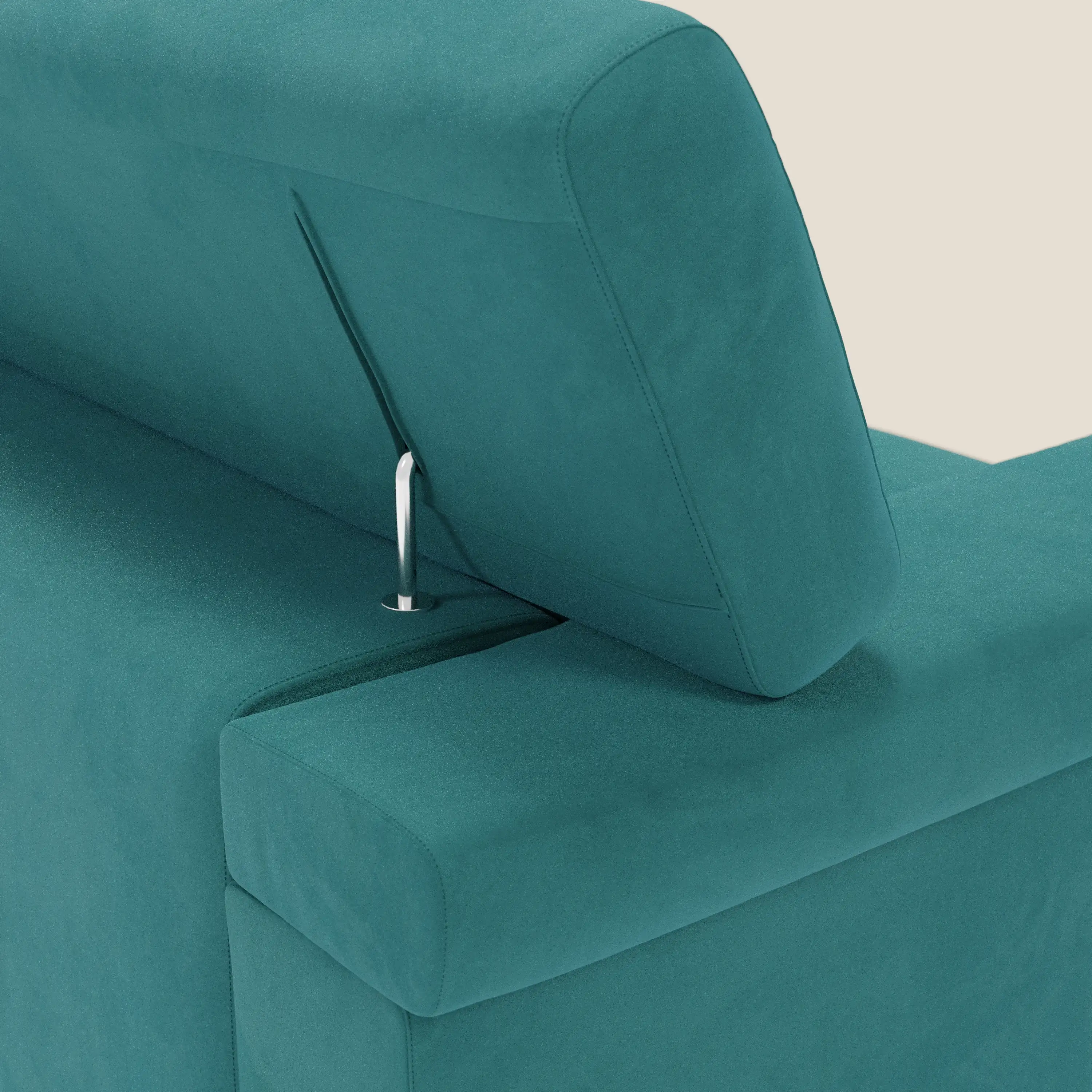 Raffaello Canapé  avec assises coulissantes et têtières inclinables en microfibre détachable T11 bleu canard - Image 8