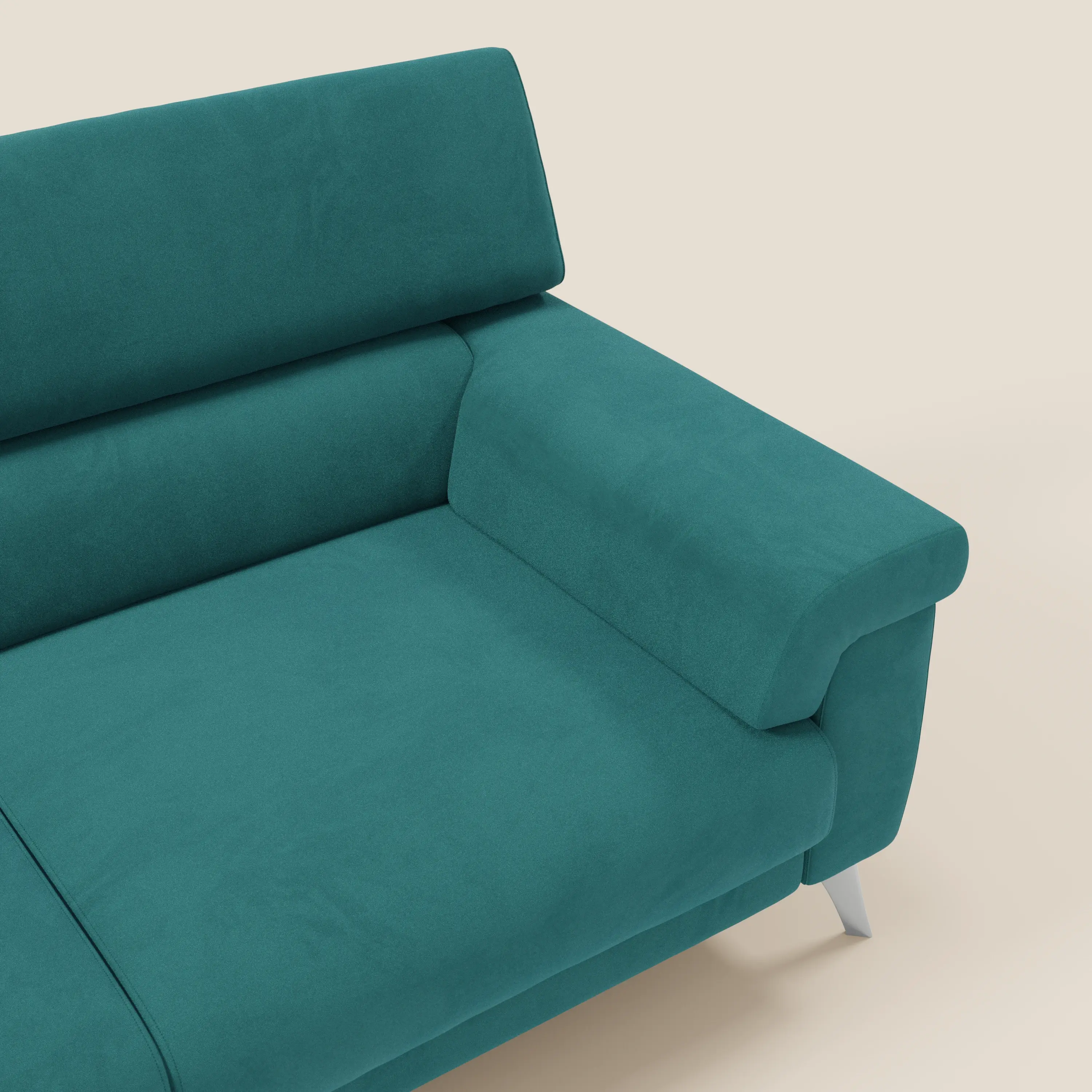 Raffaello Canapé  avec assises coulissantes et têtières inclinables en microfibre détachable T11 bleu canard - Image 9