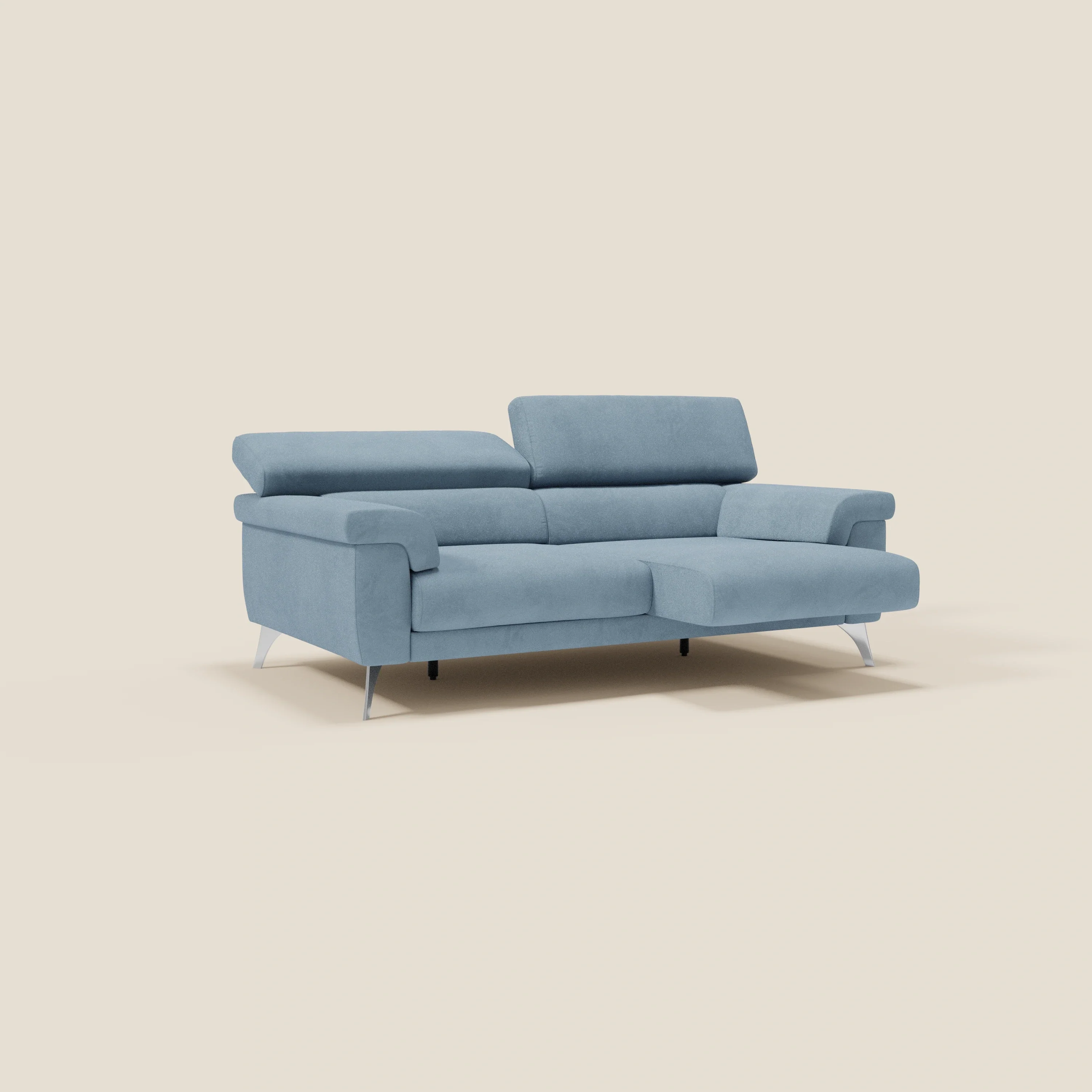Raffaello Canapé  avec assises coulissantes et têtières inclinables en microfibre détachable T11 bleu pastel - Image 2
