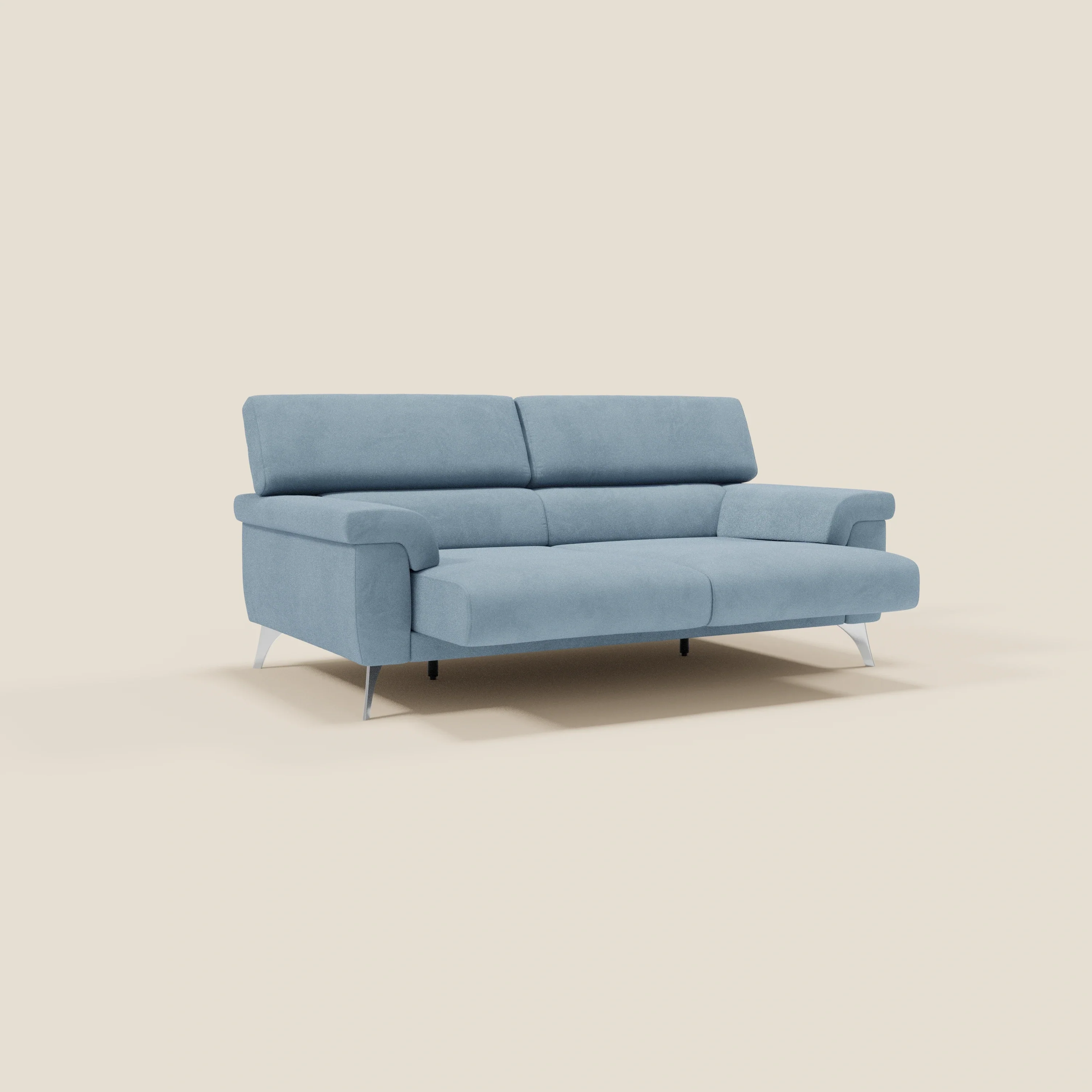Raffaello Canapé  avec assises coulissantes et têtières inclinables en microfibre détachable T11 bleu pastel - Image 3