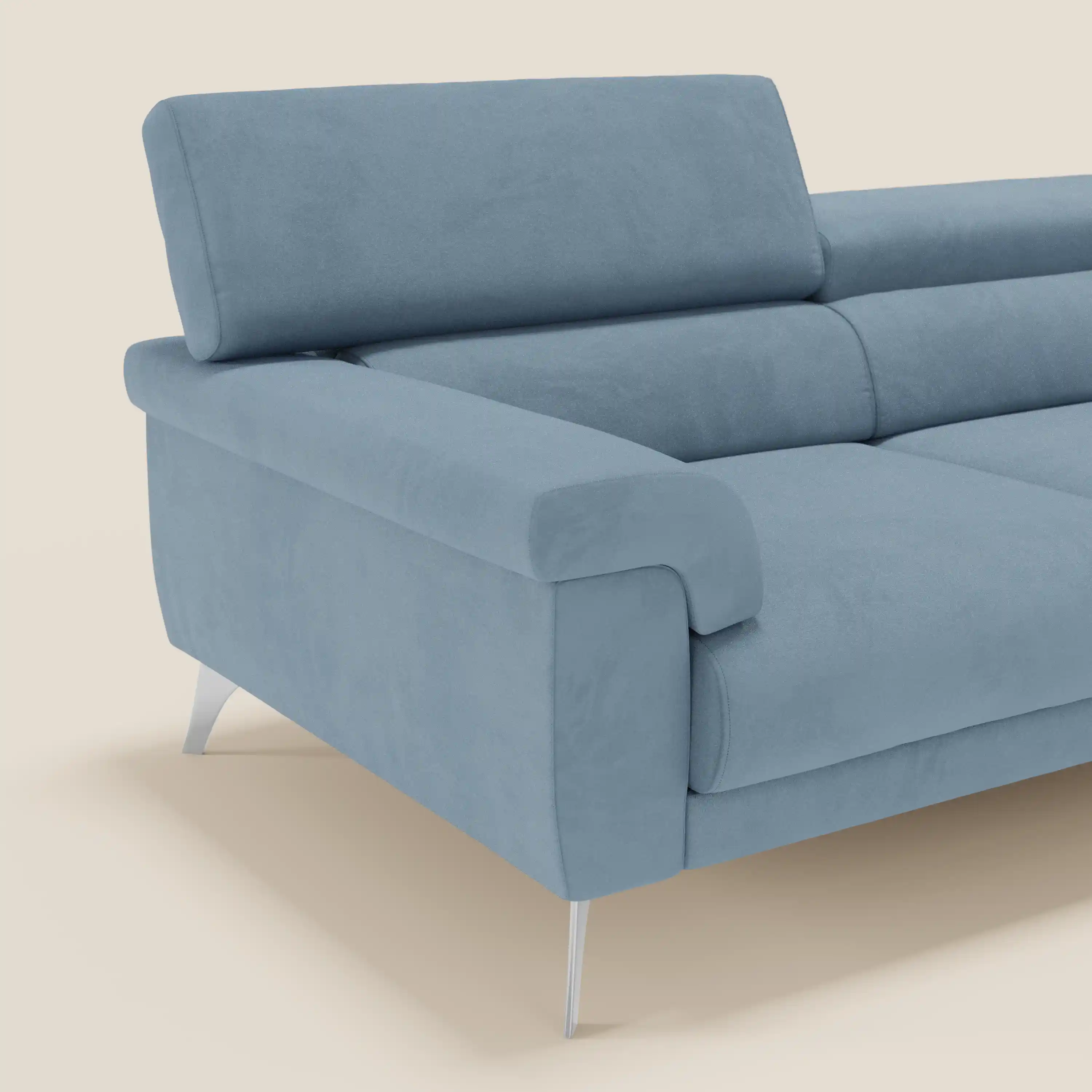 Raffaello Canapé  avec assises coulissantes et têtières inclinables en microfibre détachable T11 bleu pastel - Image 4