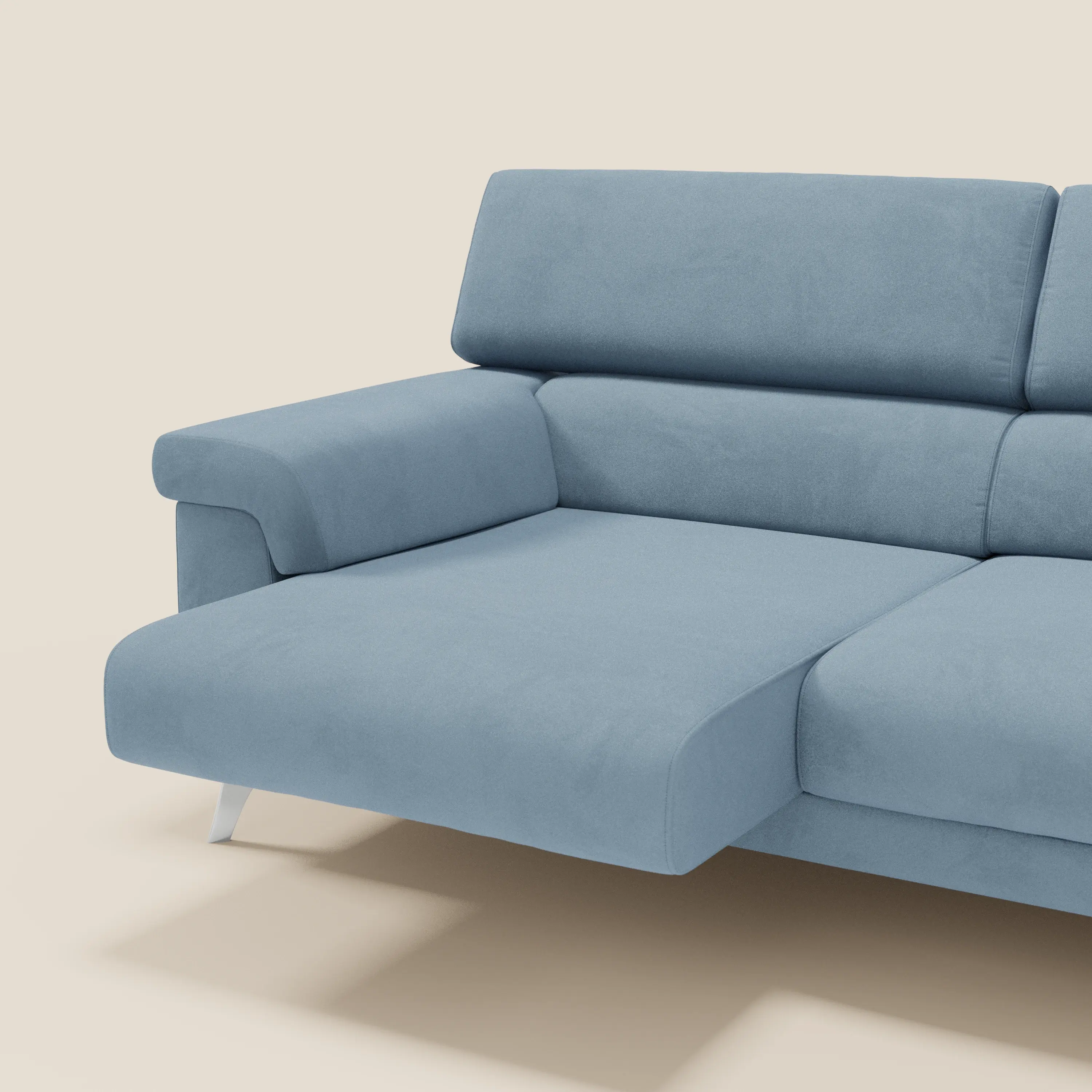 Raffaello Canapé  avec assises coulissantes et têtières inclinables en microfibre détachable T11 bleu pastel - Image 5