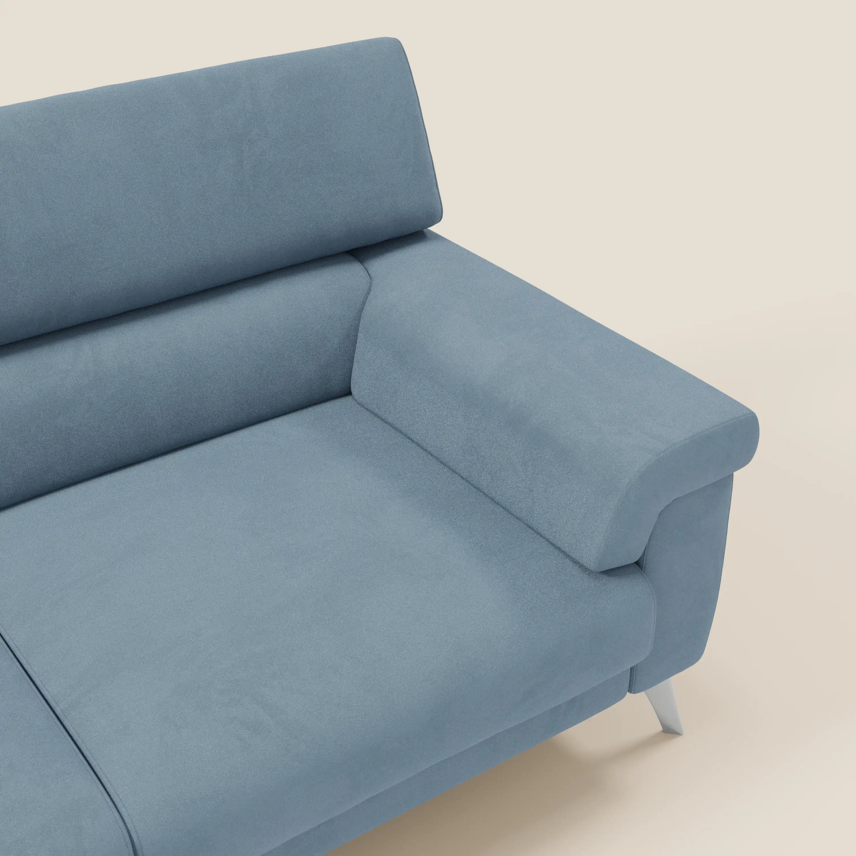 Raffaello Canapé  avec assises coulissantes et têtières inclinables en microfibre détachable T11 bleu pastel - Image 9