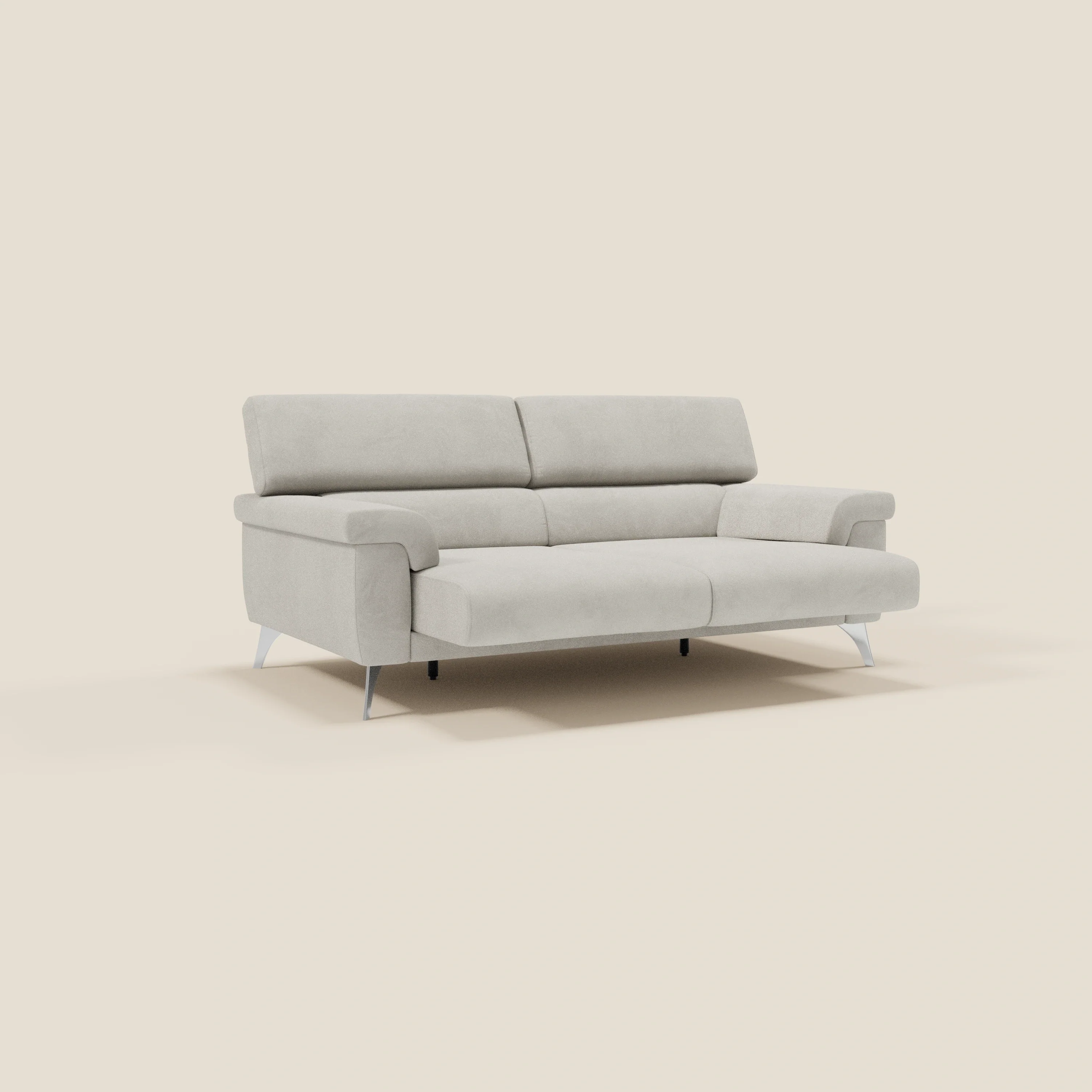 Raffaello Canapé  avec assises coulissantes et têtières inclinables en microfibre détachable T11 crème - Image 3