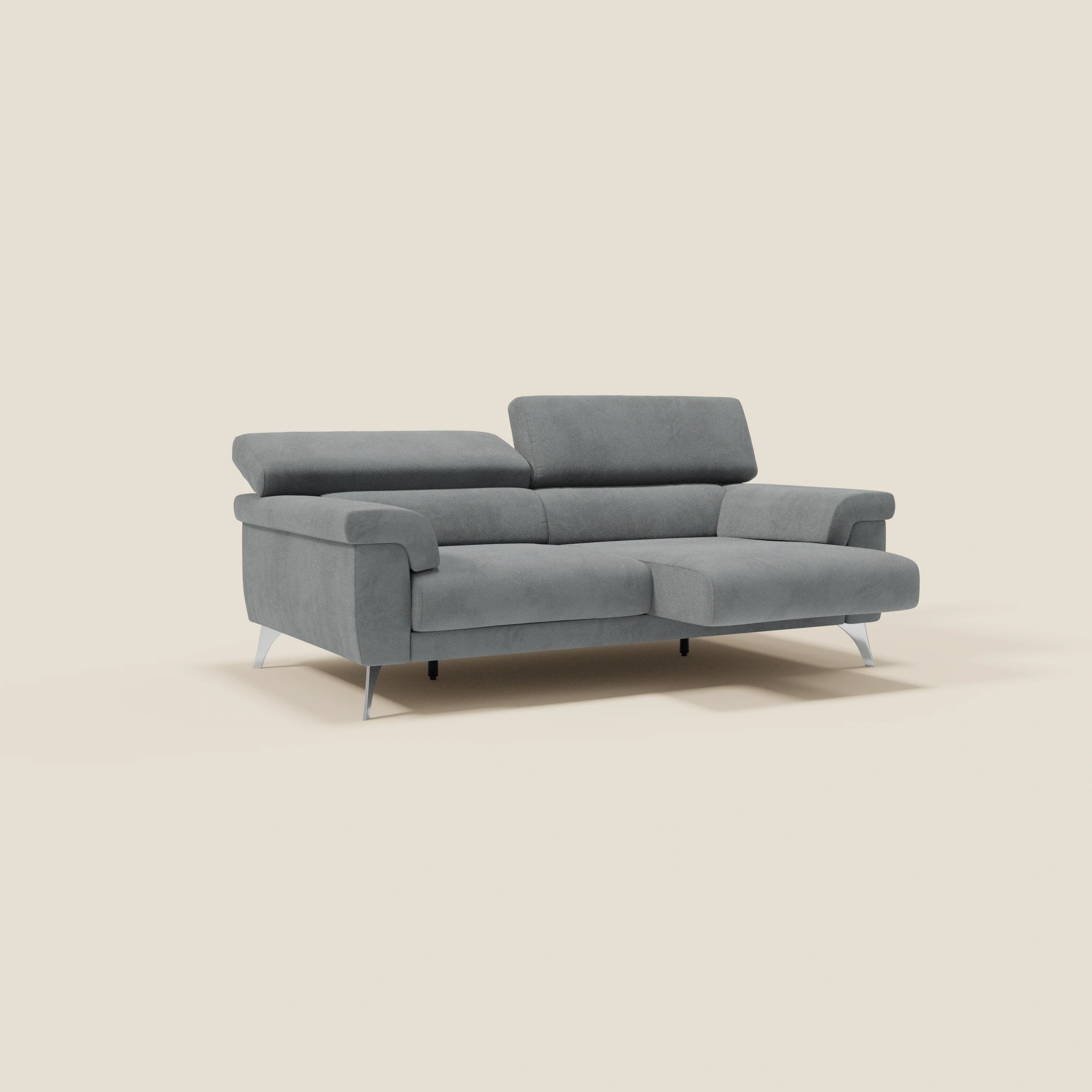 Raffaello Canapé  avec assises coulissantes et têtières inclinables en microfibre détachable T11 gris - Image 2
