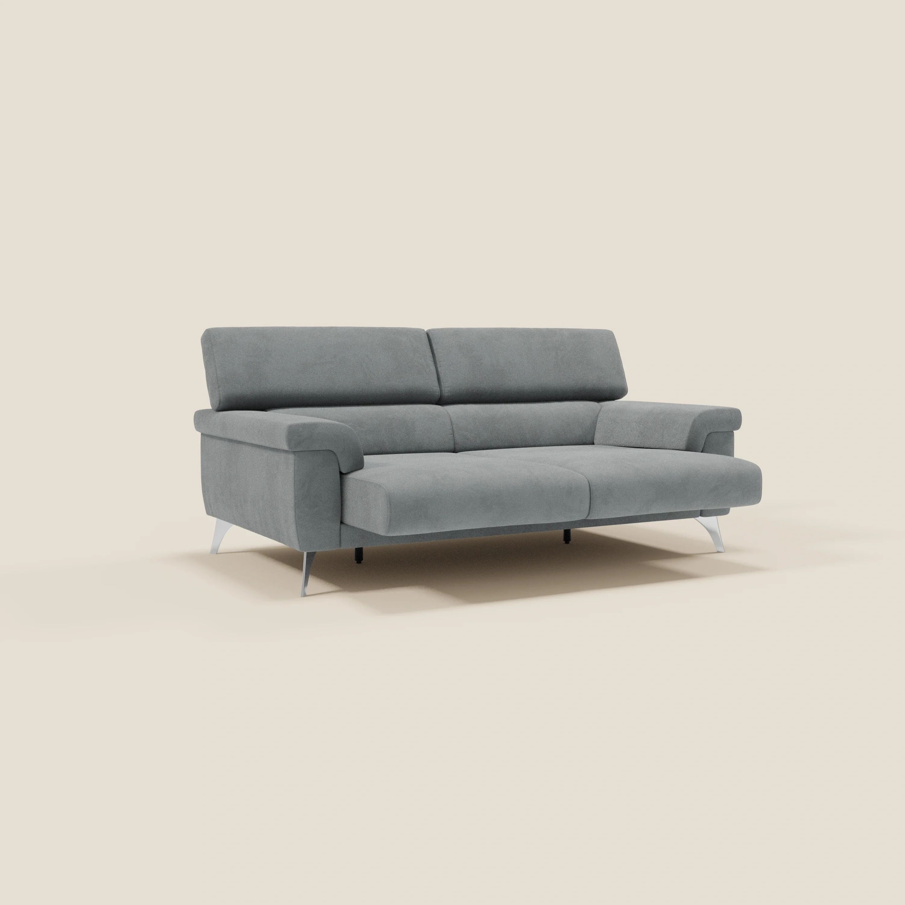 Raffaello Canapé  avec assises coulissantes et têtières inclinables en microfibre détachable T11 gris - Image 3