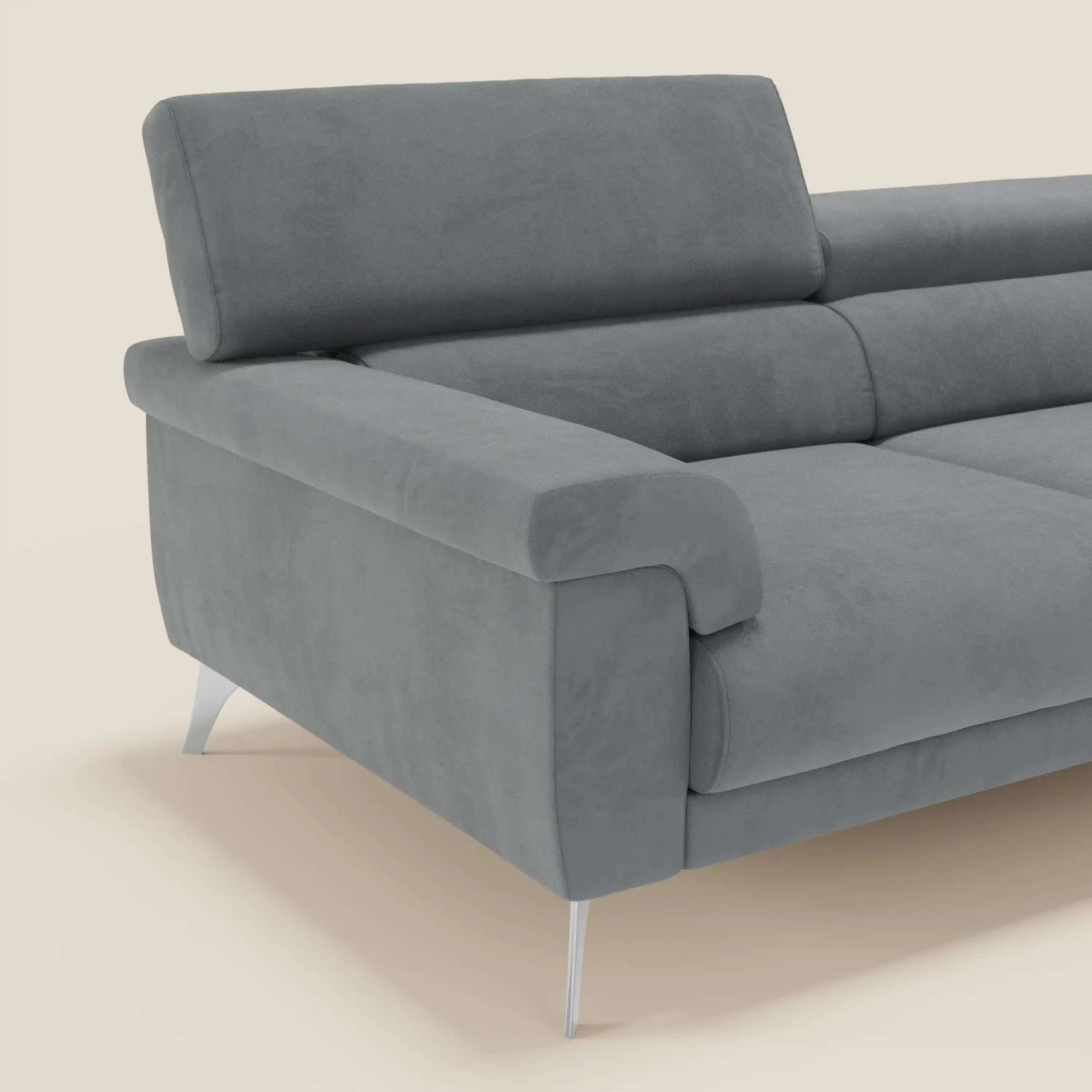 Raffaello Canapé  avec assises coulissantes et têtières inclinables en microfibre détachable T11 gris - Image 4