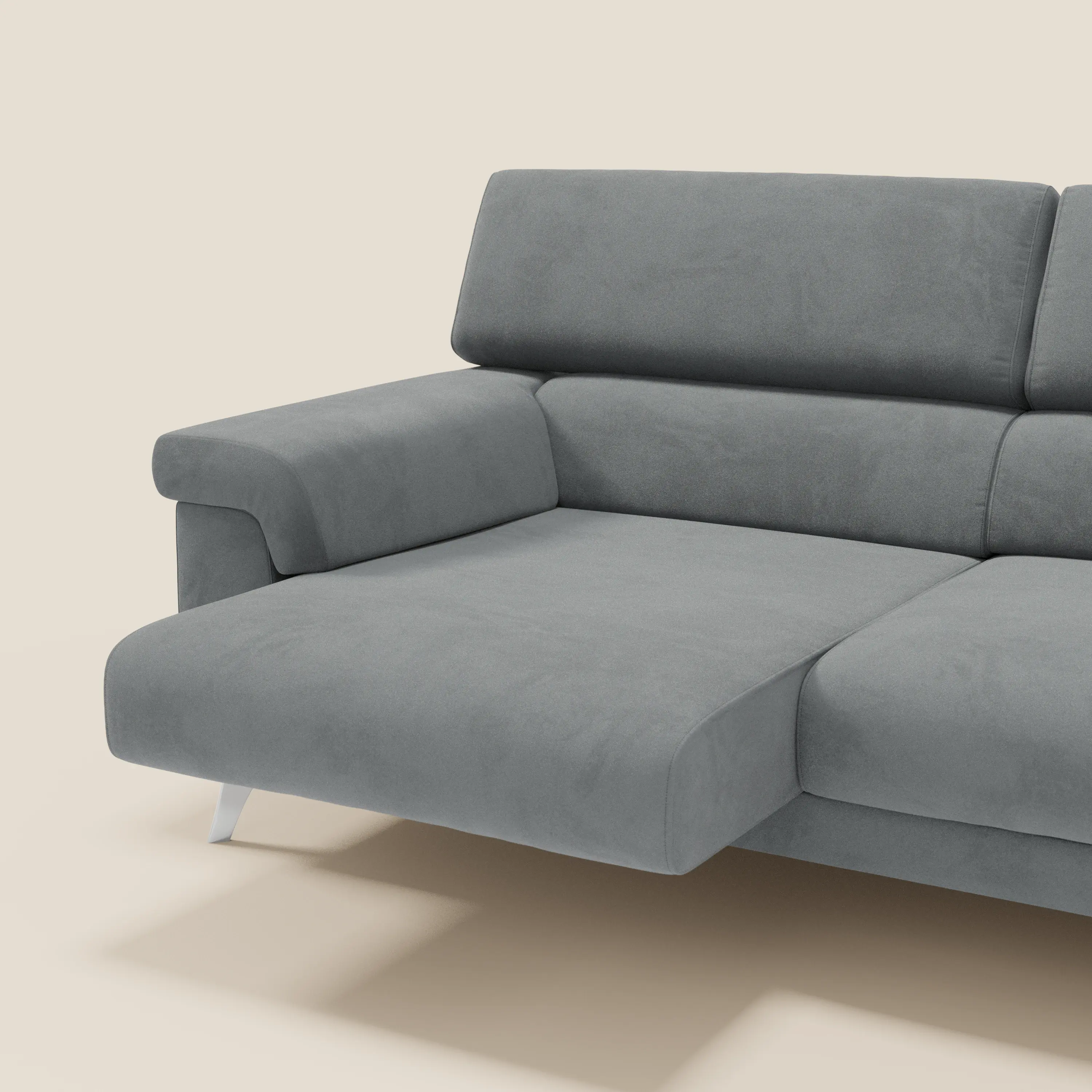 Raffaello Canapé  avec assises coulissantes et têtières inclinables en microfibre détachable T11 gris - Image 5