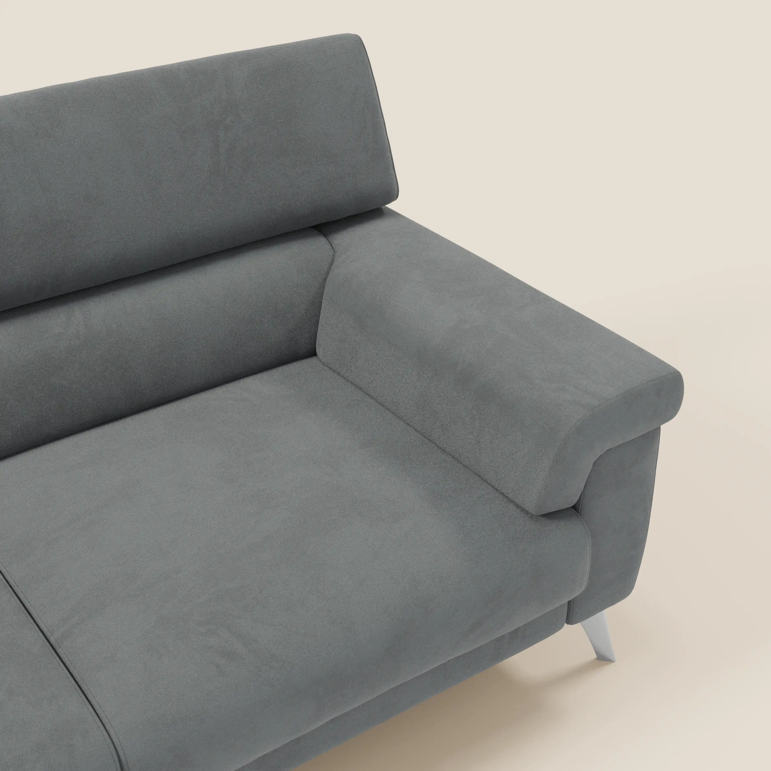 Raffaello Canapé  avec assises coulissantes et têtières inclinables en microfibre détachable T11 gris - Image 9