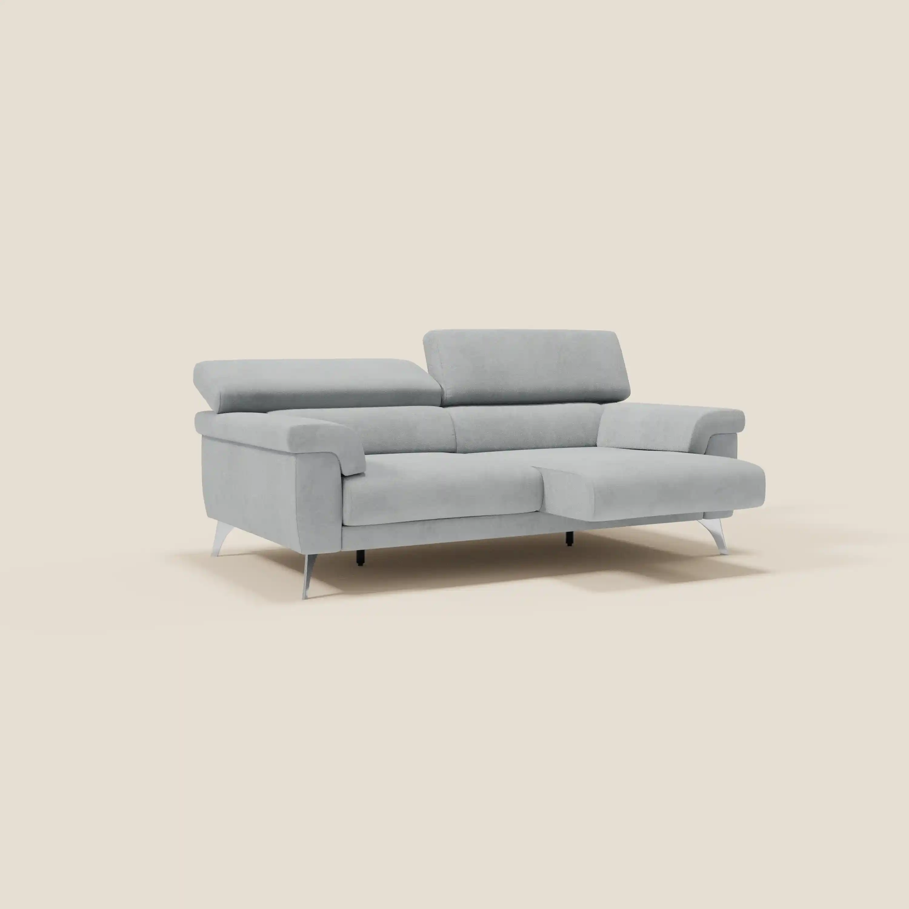 Raffaello Canapé  avec assises coulissantes et têtières inclinables en microfibre détachable T11 gris clair - Image 2