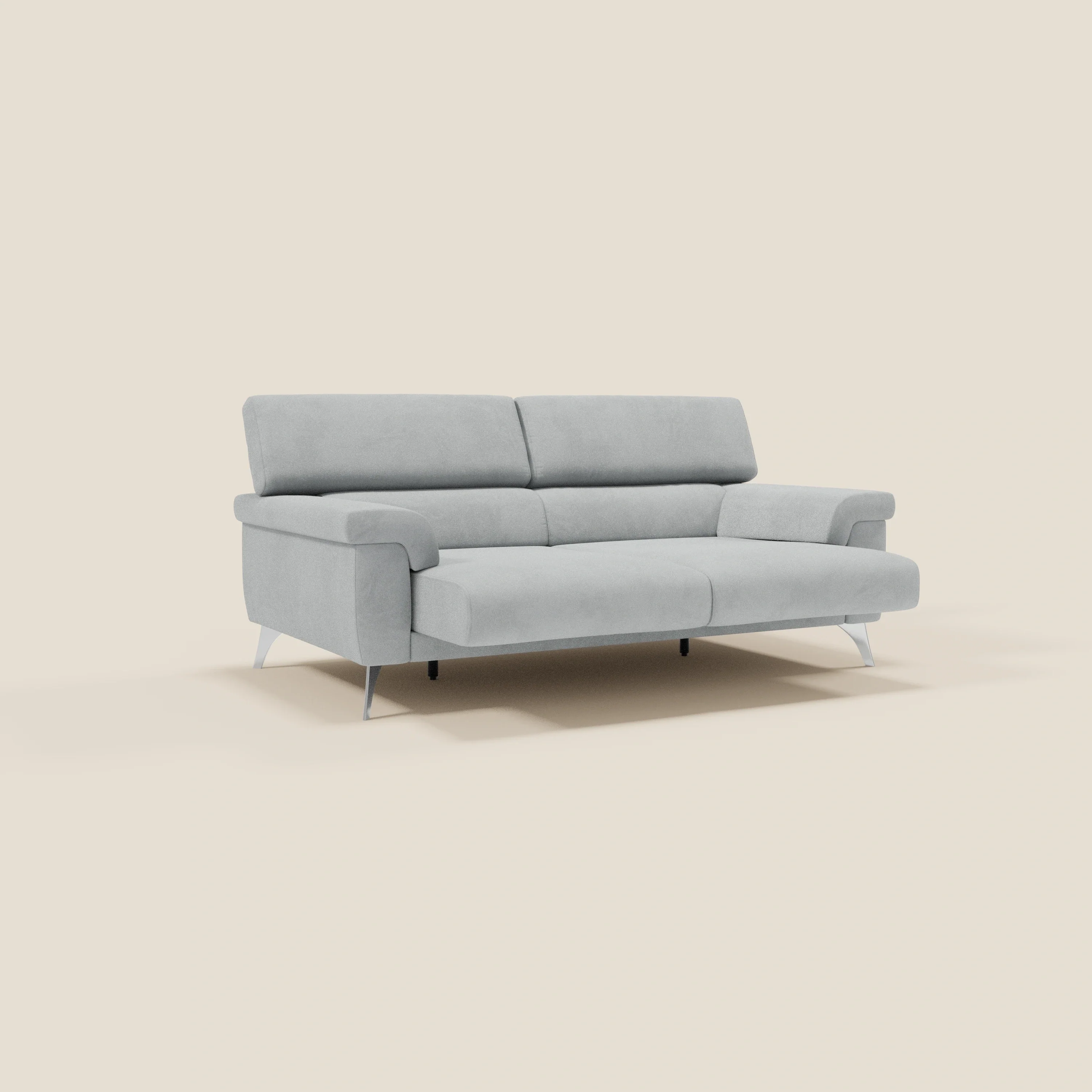 Raffaello Canapé  avec assises coulissantes et têtières inclinables en microfibre détachable T11 gris clair - Image 3