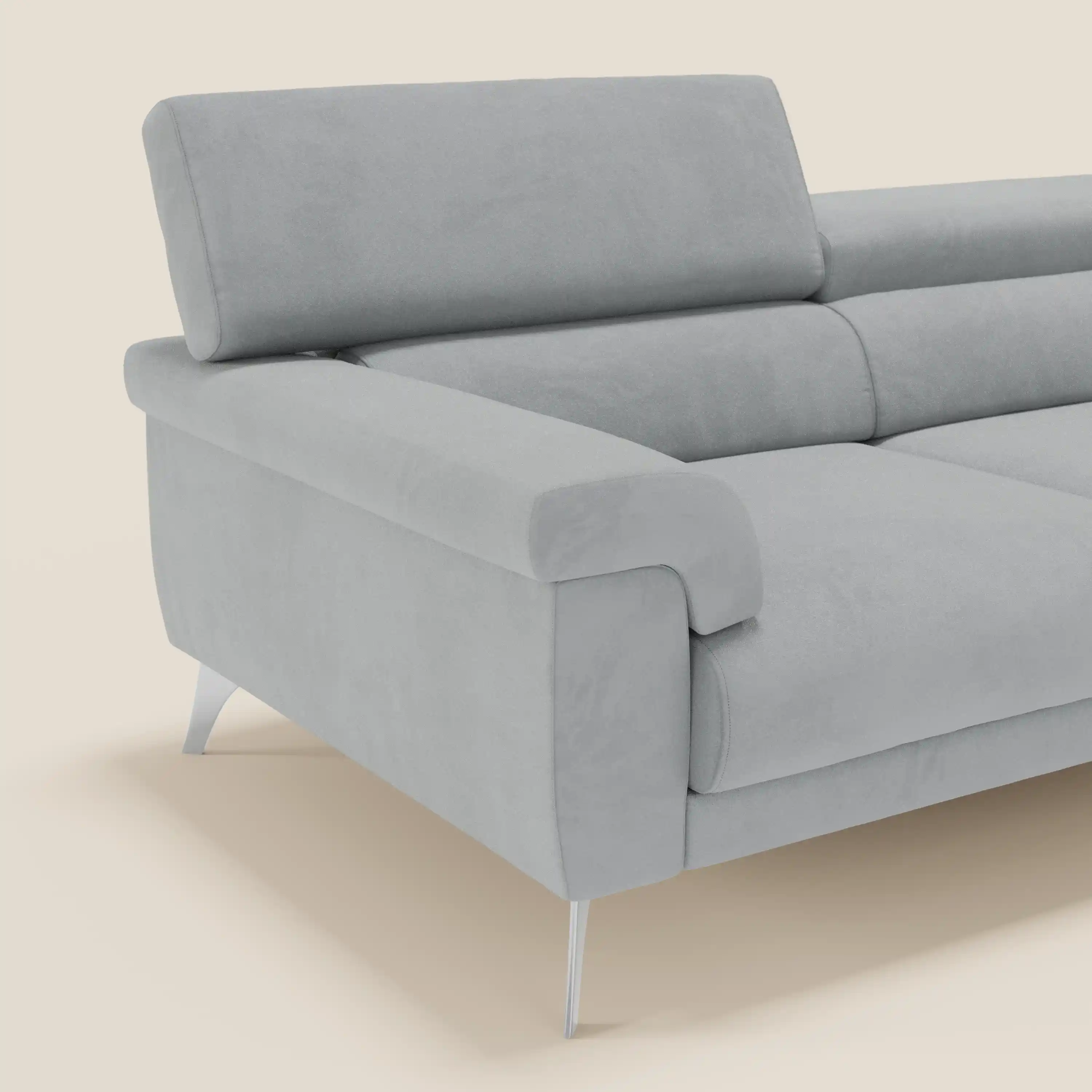 Raffaello Canapé  avec assises coulissantes et têtières inclinables en microfibre détachable T11 gris clair - Image 4