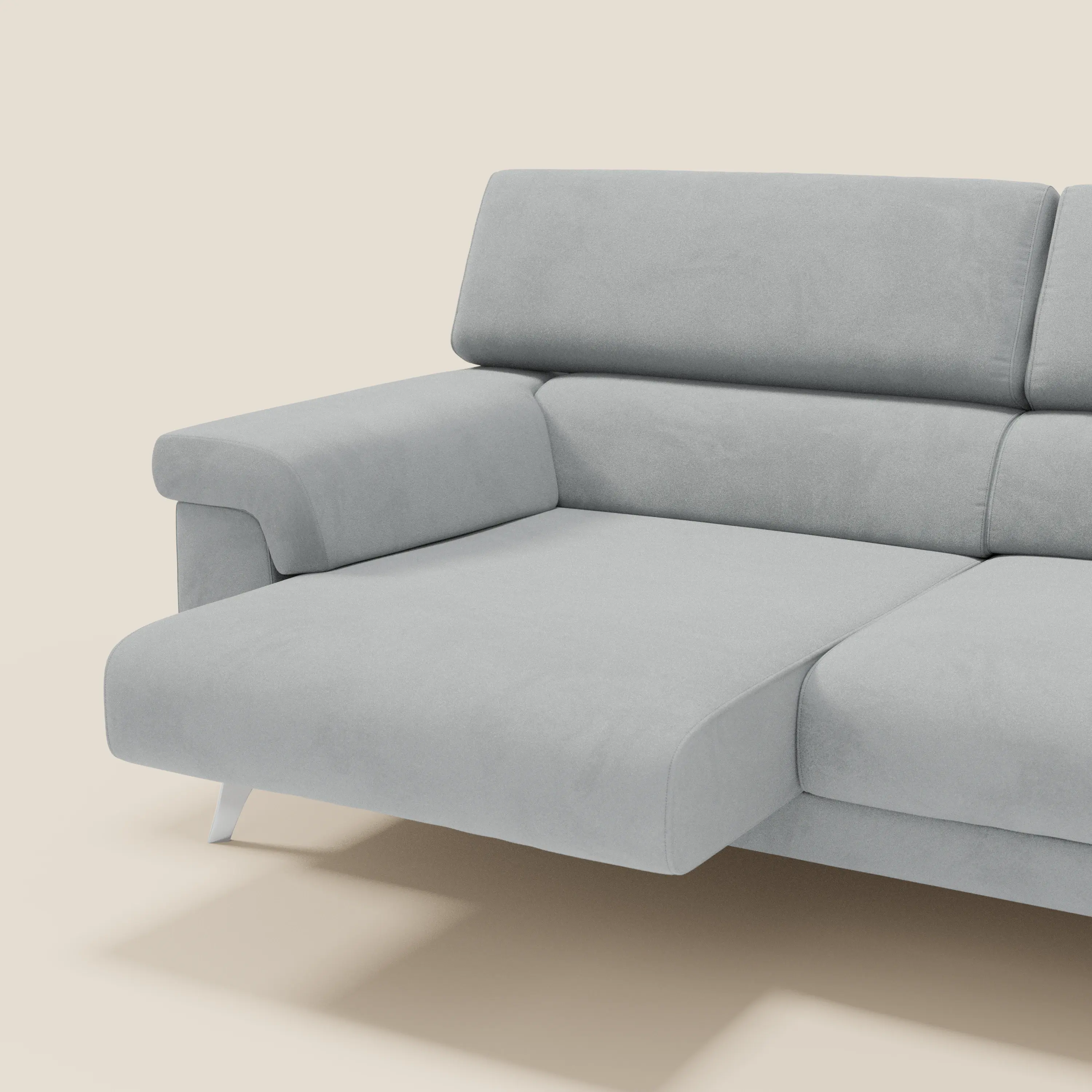 Raffaello Canapé  avec assises coulissantes et têtières inclinables en microfibre détachable T11 gris clair - Image 5
