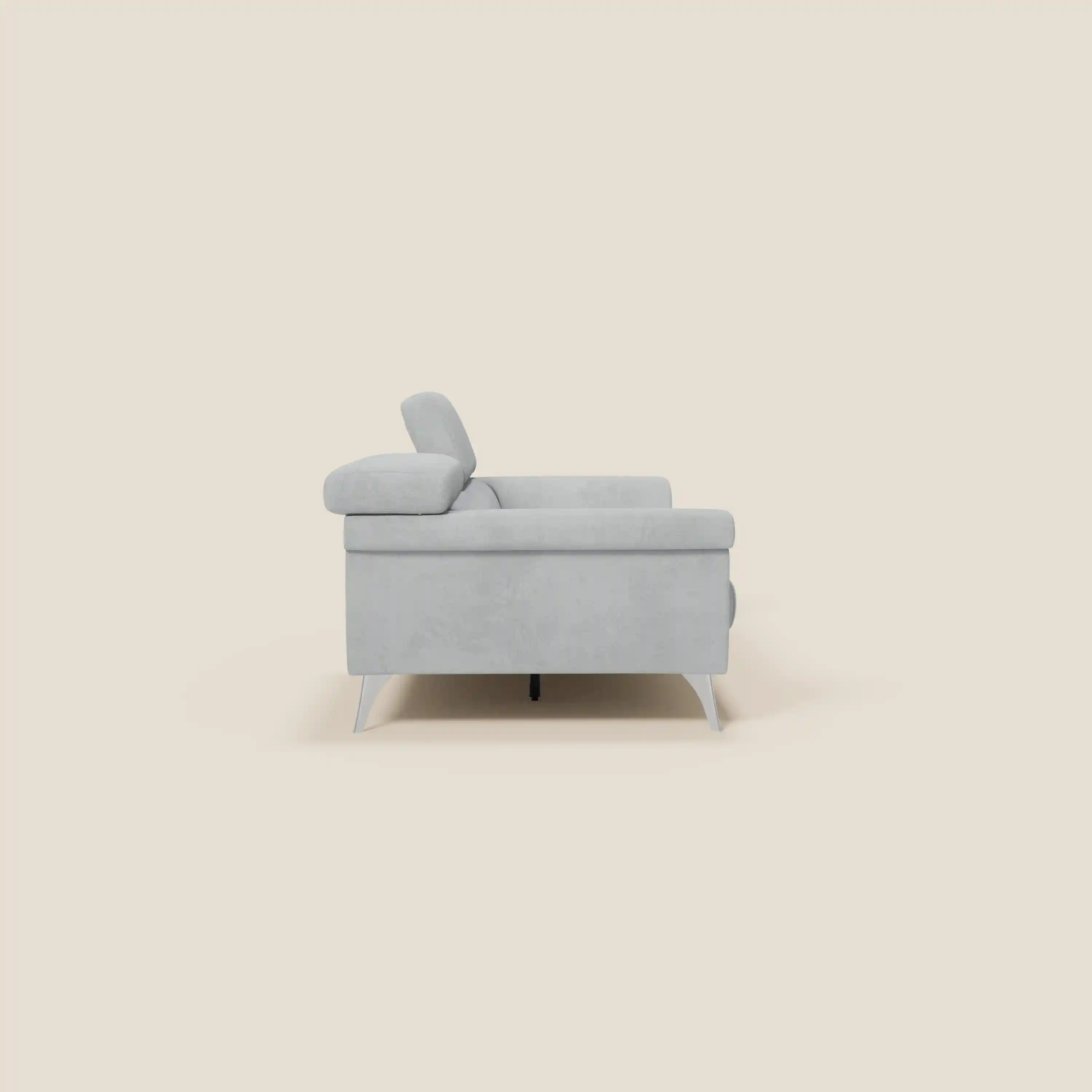 Raffaello Canapé  avec assises coulissantes et têtières inclinables en microfibre détachable T11 gris clair - Image 6