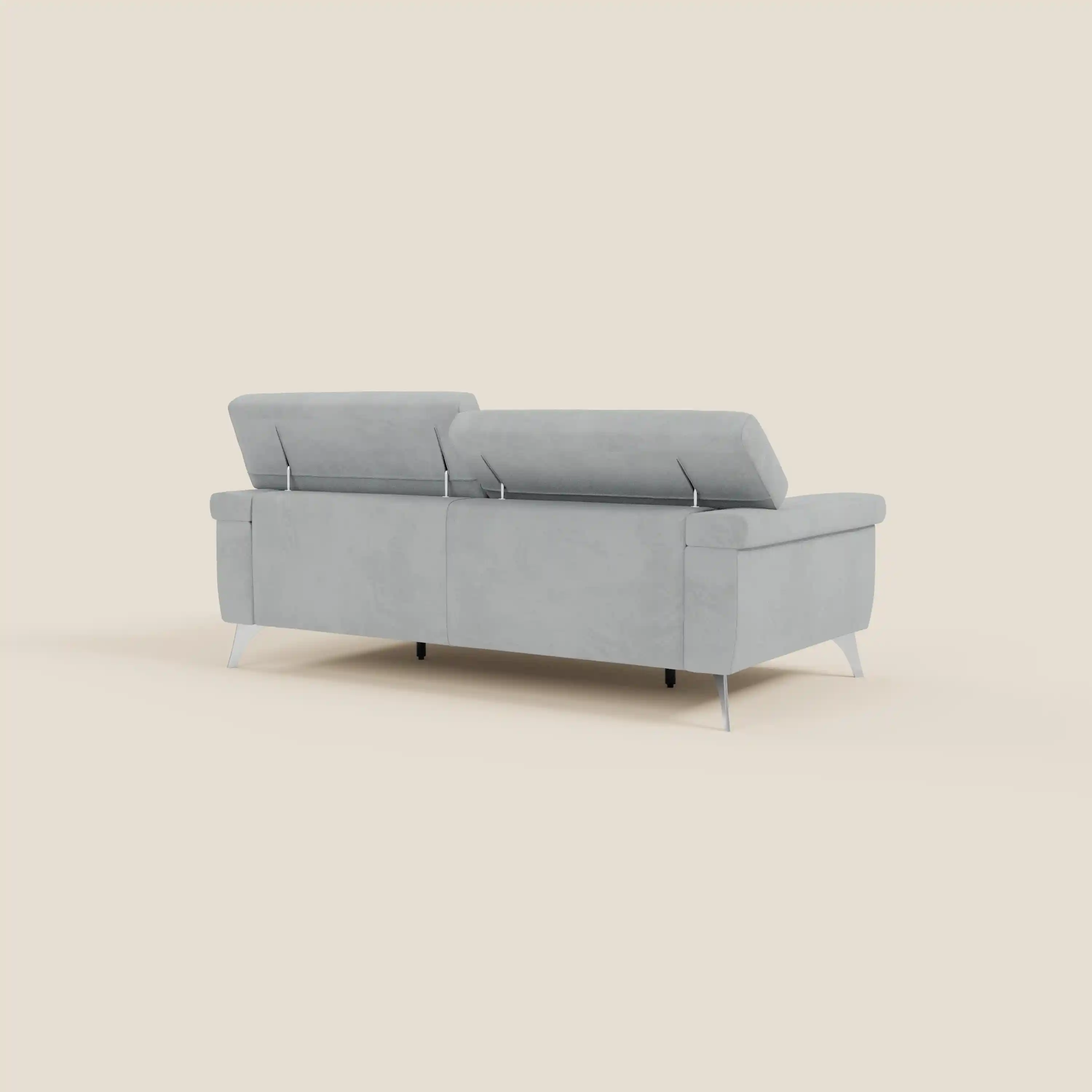 Raffaello Canapé  avec assises coulissantes et têtières inclinables en microfibre détachable T11 gris clair - Image 7