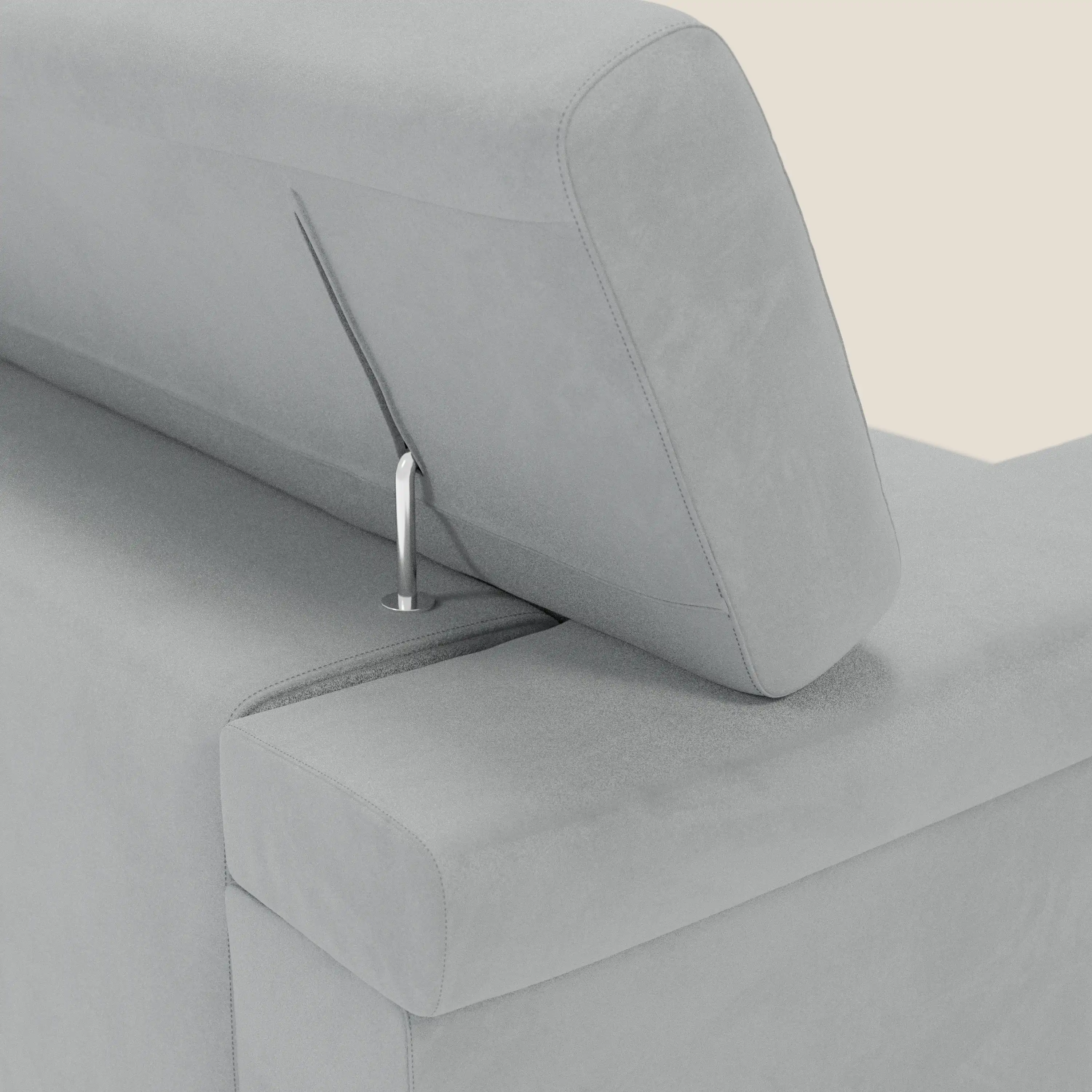 Raffaello Canapé  avec assises coulissantes et têtières inclinables en microfibre détachable T11 gris clair - Image 8