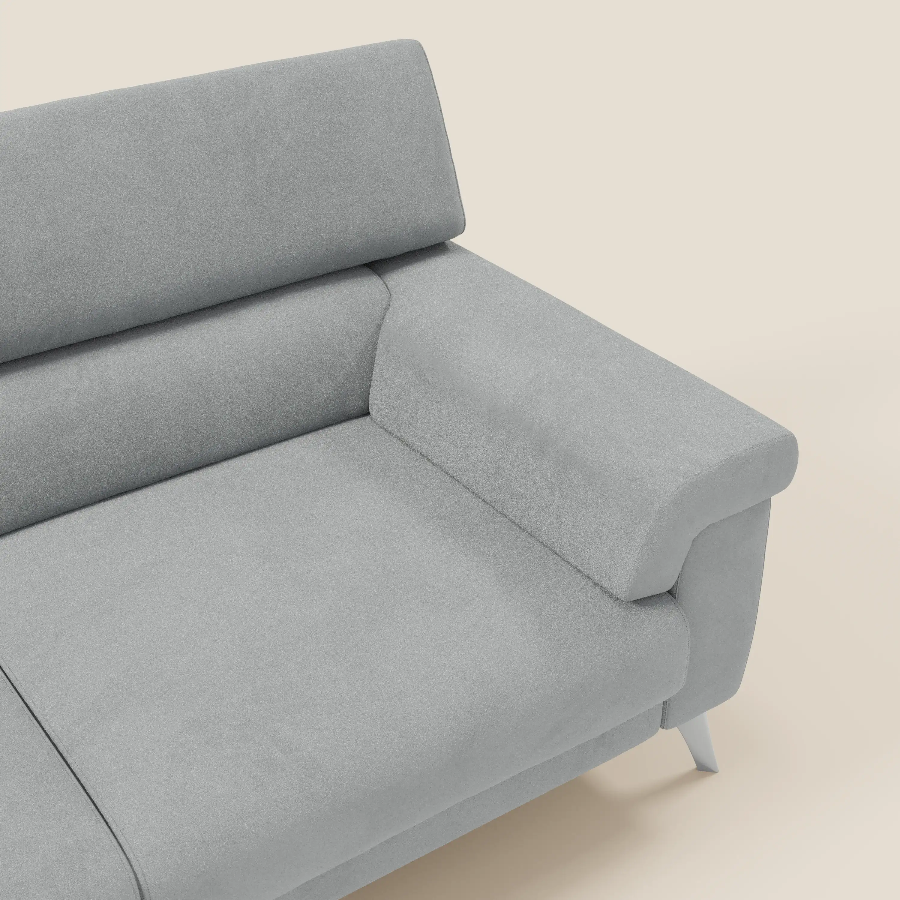 Raffaello Canapé  avec assises coulissantes et têtières inclinables en microfibre détachable T11 gris clair - Image 9