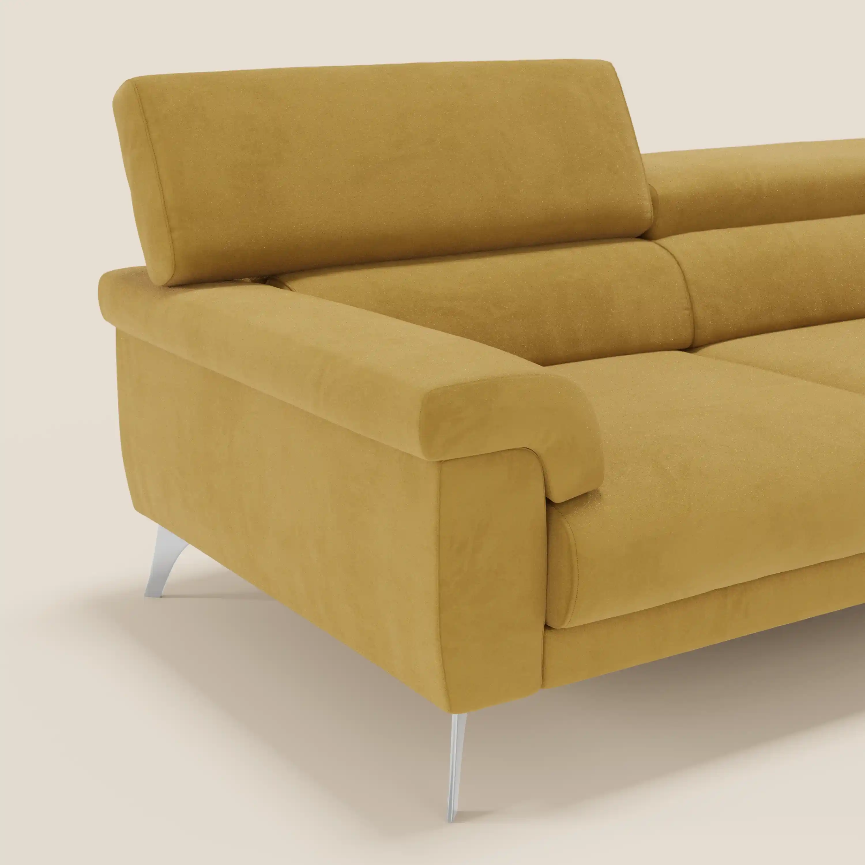 Raffaello Canapé  avec assises coulissantes et têtières inclinables en microfibre détachable T11 jaune - Image 4