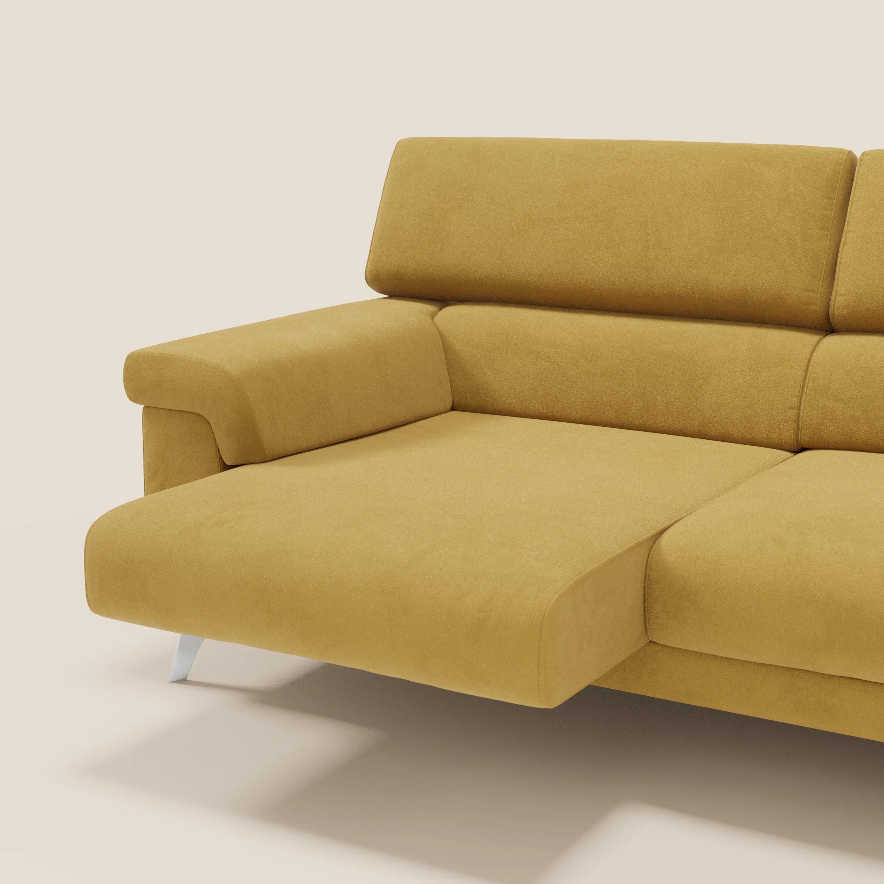 Raffaello Canapé  avec assises coulissantes et têtières inclinables en microfibre détachable T11 jaune - Image 5