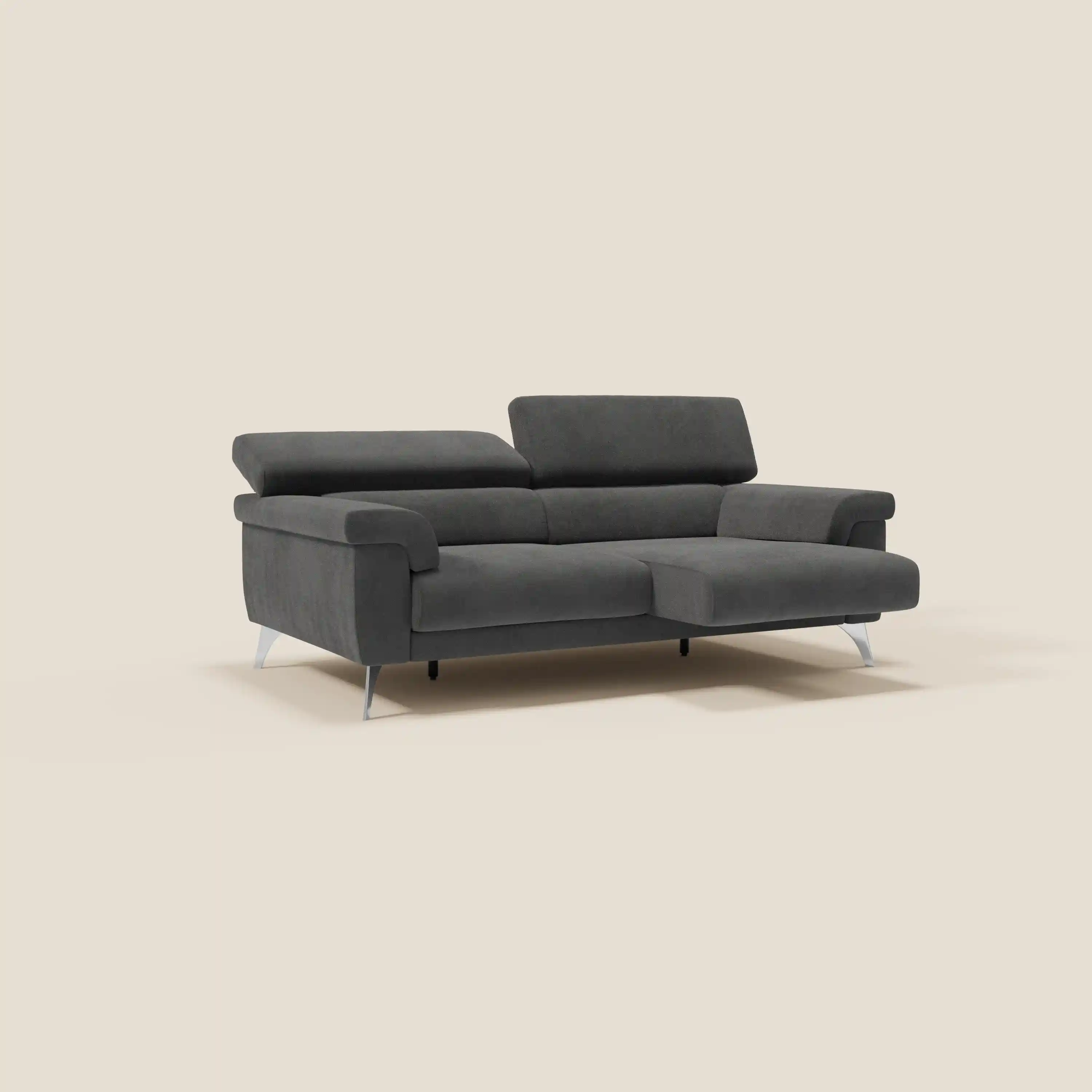 Raffaello Canapé  avec assises coulissantes et têtières inclinables en microfibre détachable T11 noir - Image 2