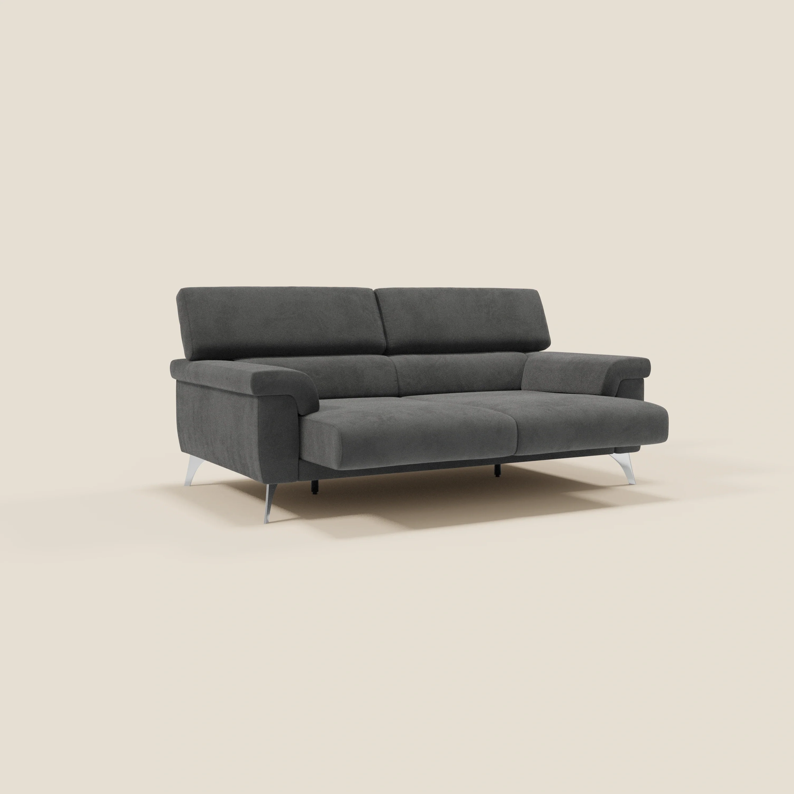 Raffaello Canapé  avec assises coulissantes et têtières inclinables en microfibre détachable T11 noir - Image 3