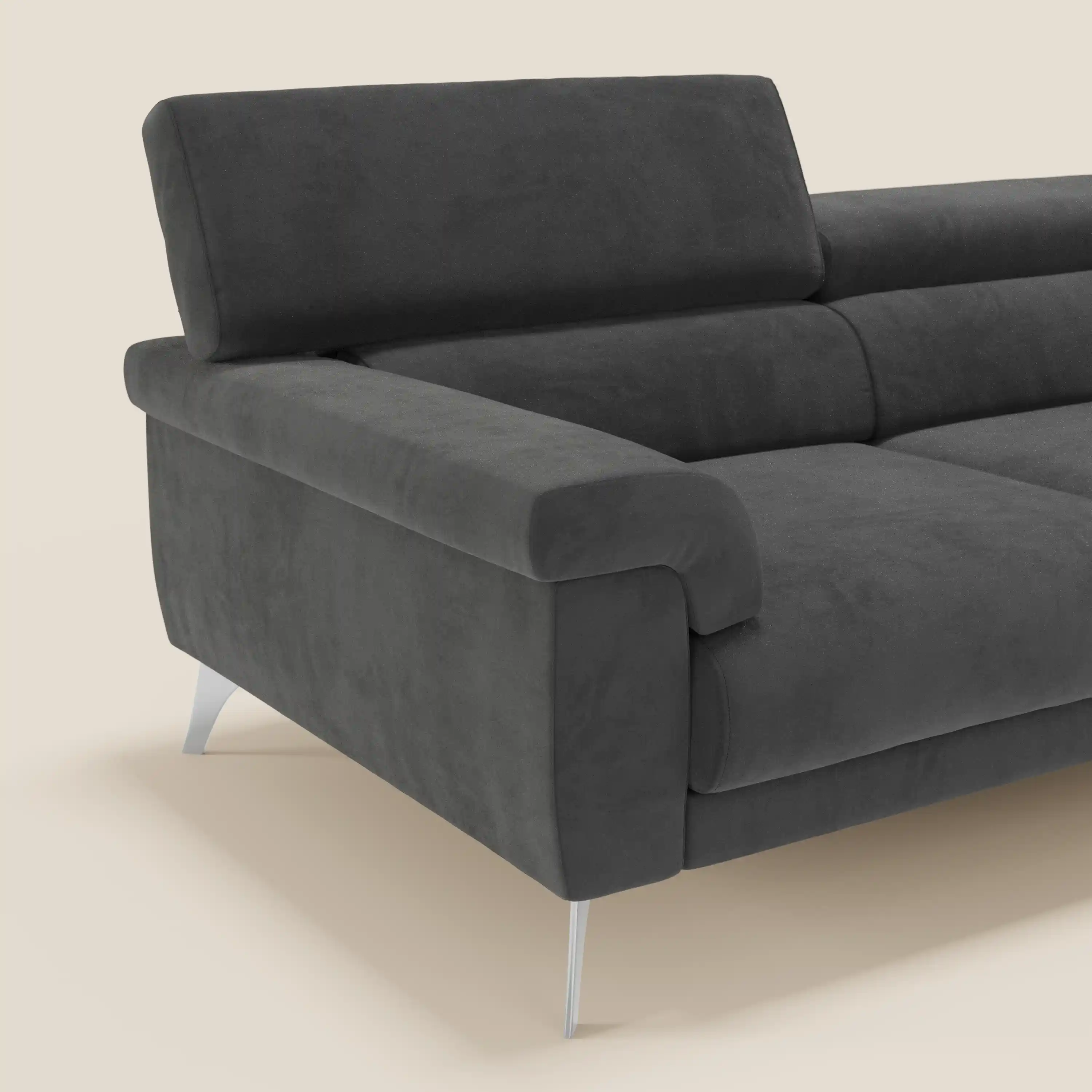 Raffaello Canapé  avec assises coulissantes et têtières inclinables en microfibre détachable T11 noir - Image 4